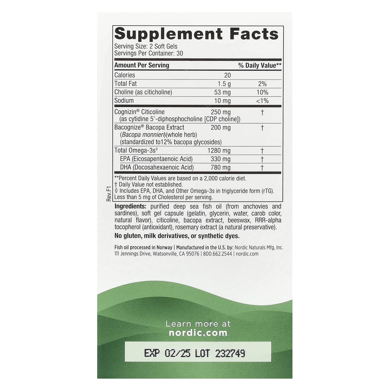 Nordic Naturals, Omega Focus, 1280 мг, 60 капсул (640 мг в 1 капсуле)