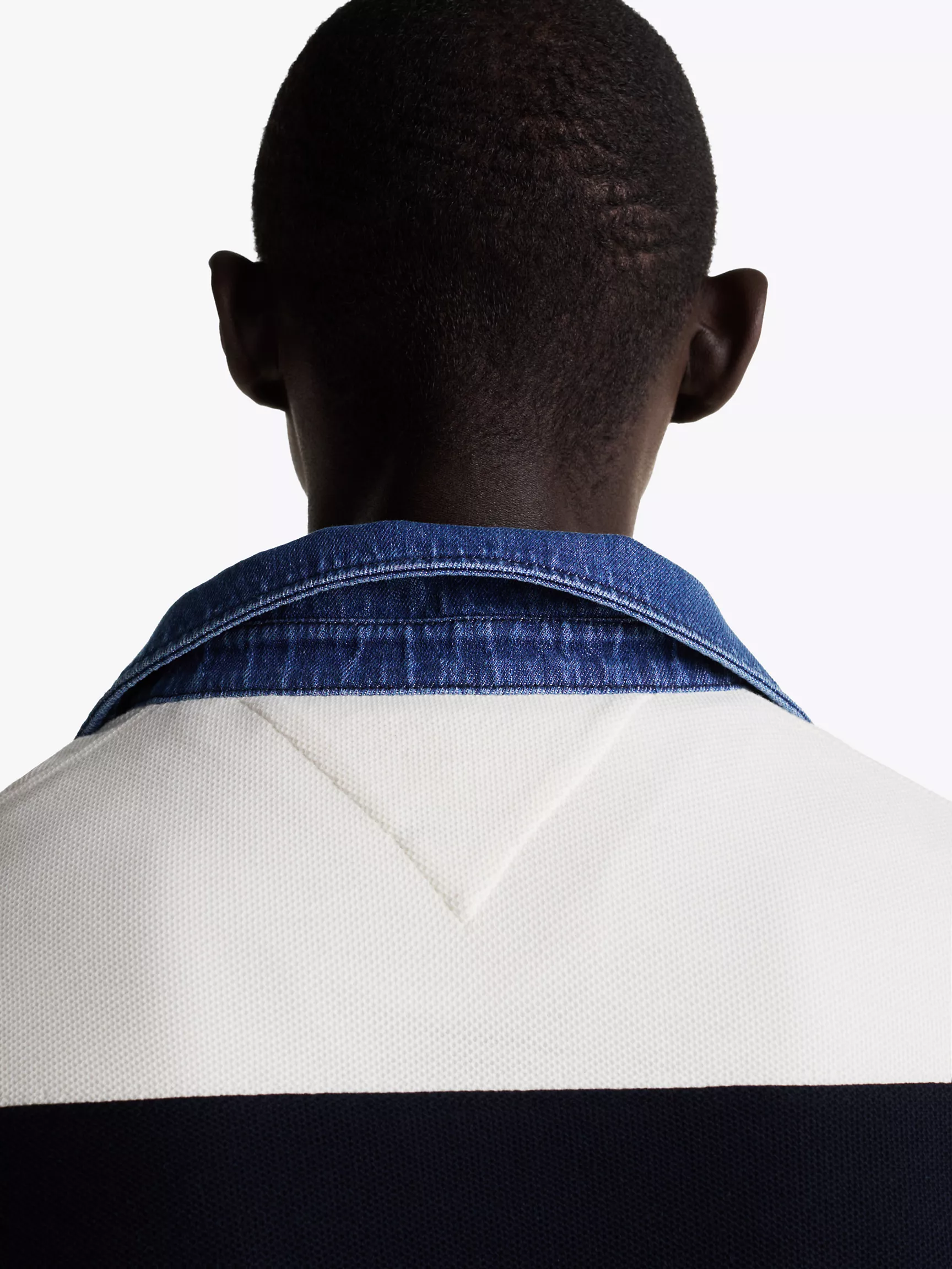 Мужское поло Tommy Hilfiger, Свободное регбийное поло с полосками и джинсовым воротником