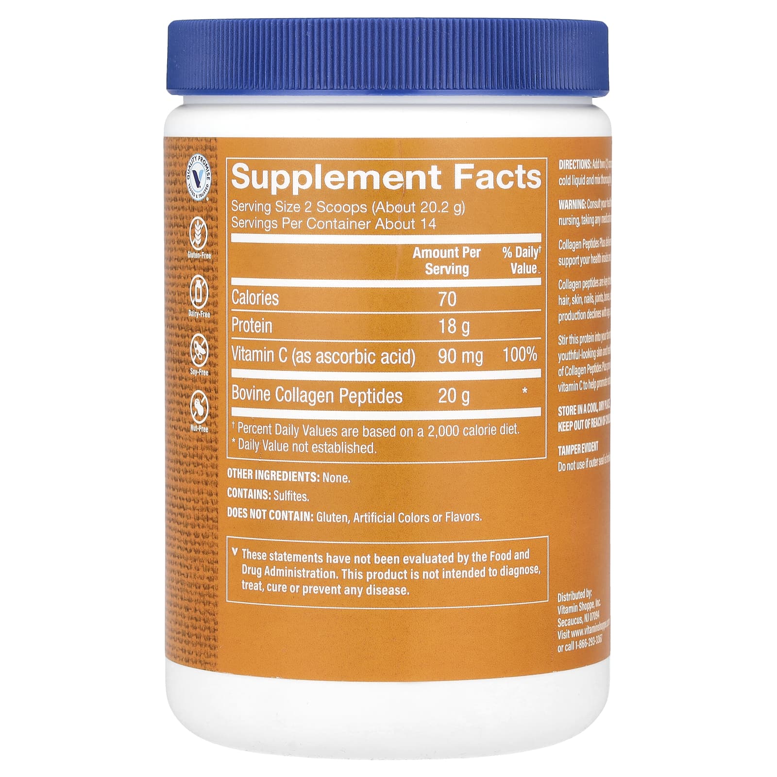 The Vitamin Shoppe, Collagen Peptides Plus, без ароматизаторов, 283 г (10 унций)
