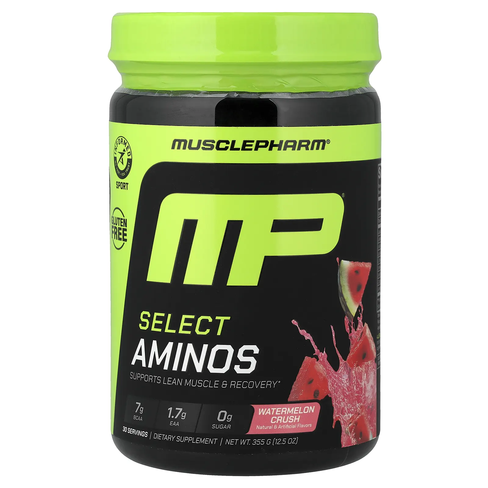 MusclePharm, Select Aminos, аминокислоты, со вкусом арбуза, 355 г (12,5 унции)