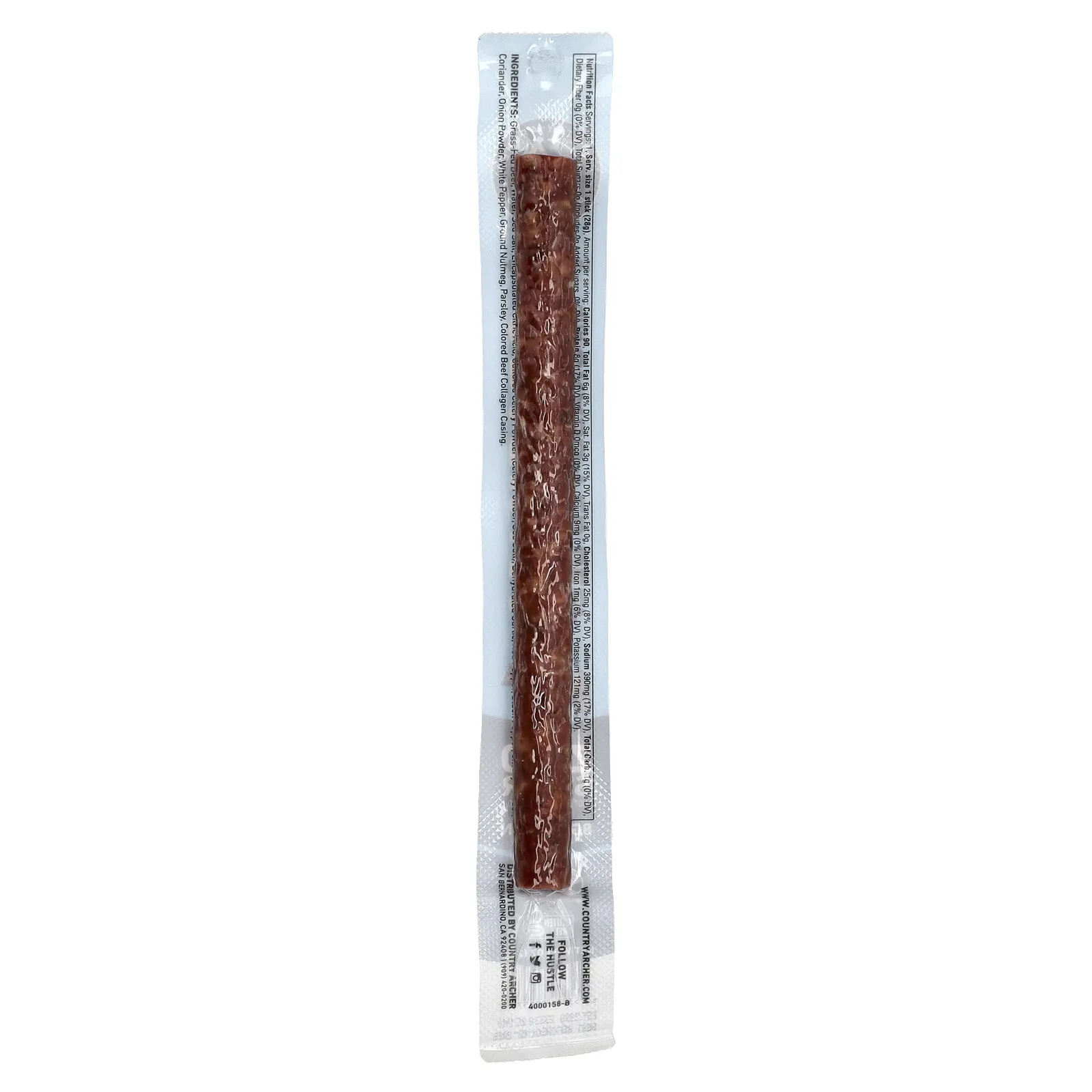 Country Archer Jerky, говядина травяного откорма, мясные палочки, оригинальный вкус, 28 г (1 унция)