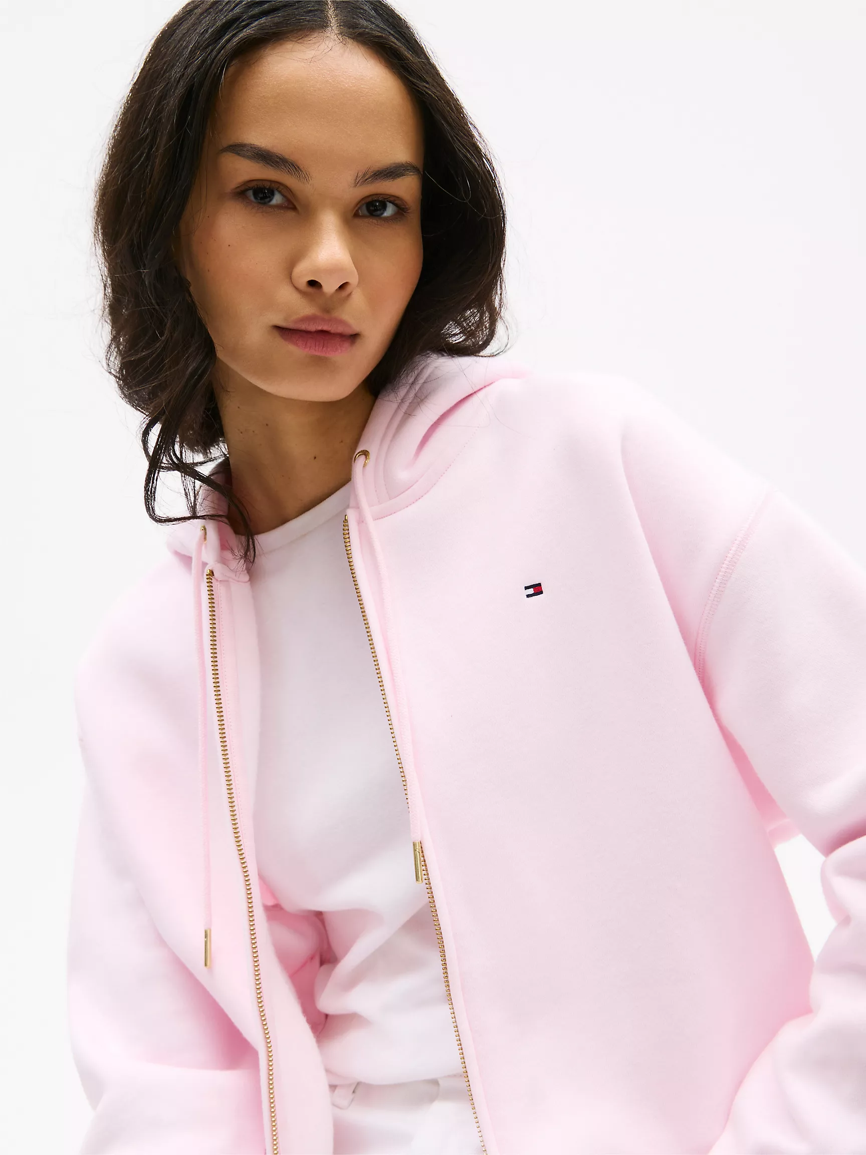 Женское худи Tommy Hilfiger, Свободное худи на молнии с плюшевой подкладкой
