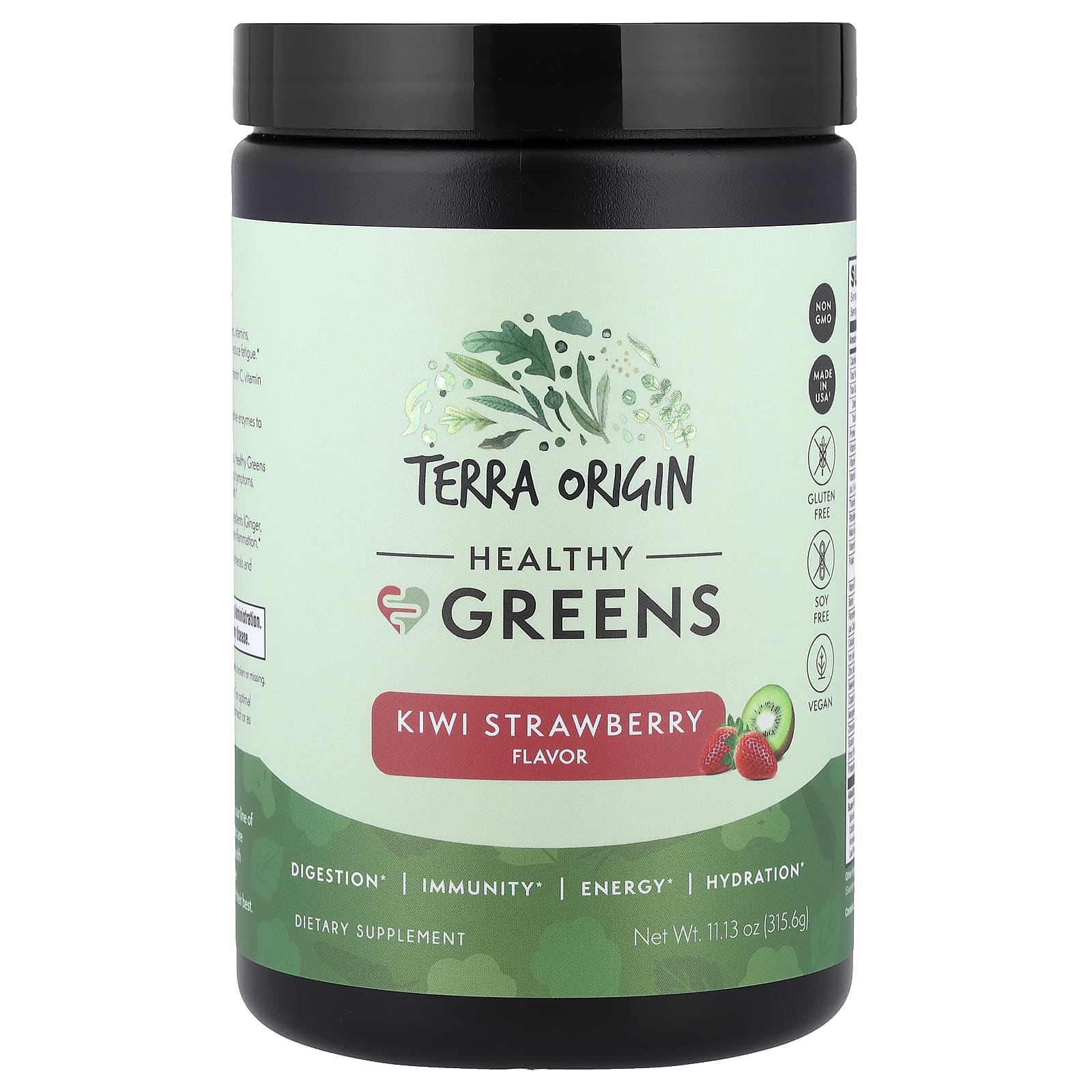 Terra Origin, Healthy Greens, киви и клубника, 315,6 г (11,13 унции)