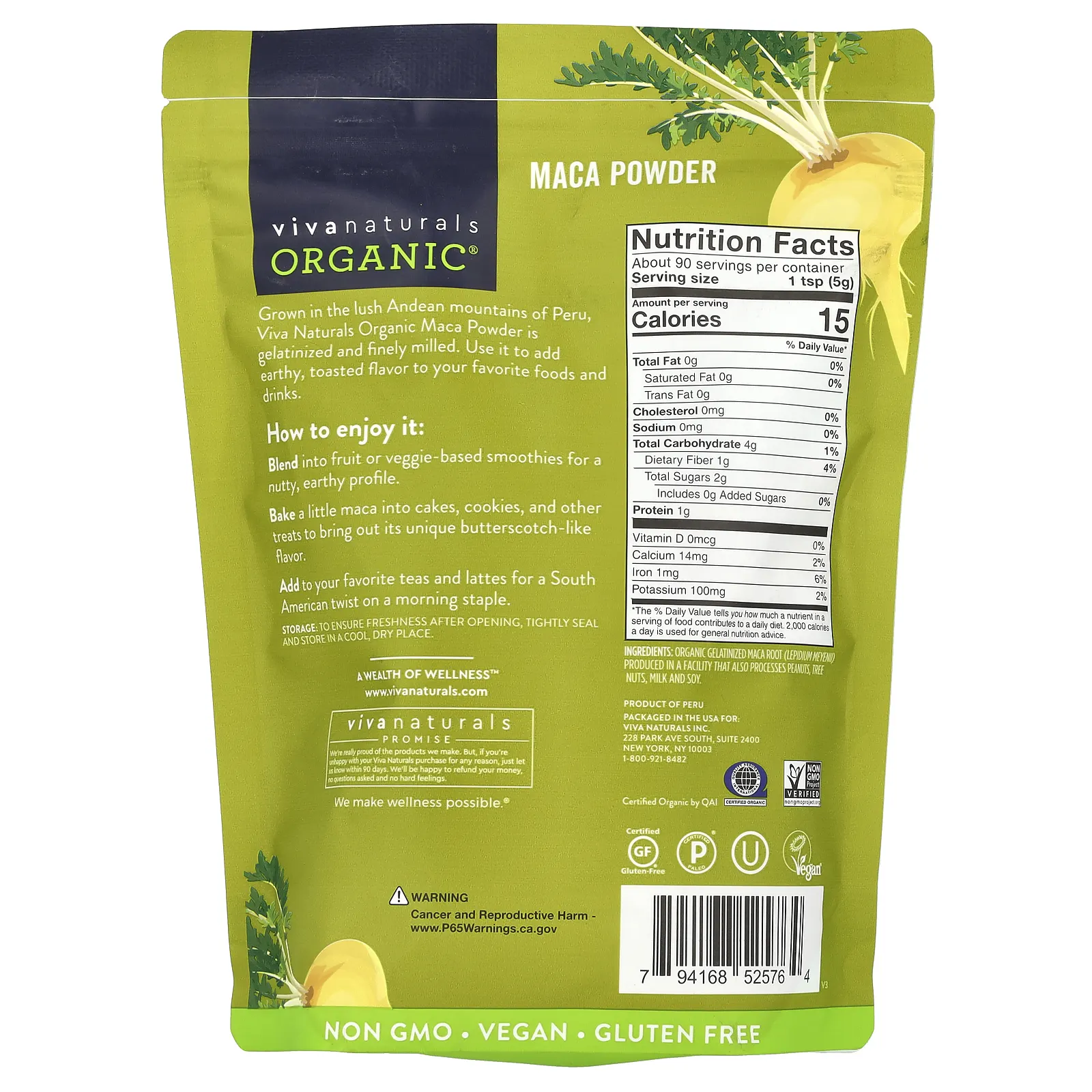 Viva Naturals, Органический желатинизированный порошок маки, 454 г (1 фунт)