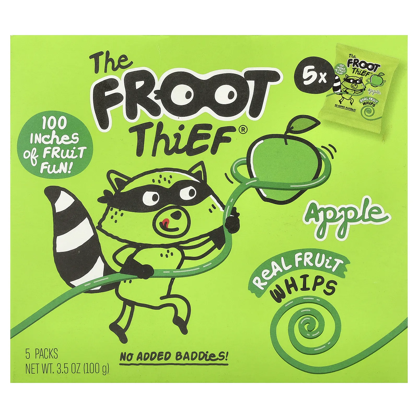 The Froot Thief, фруктовые снеки, со вкусом яблока, 5 пакетиков по 20 г (0,7 унции)
