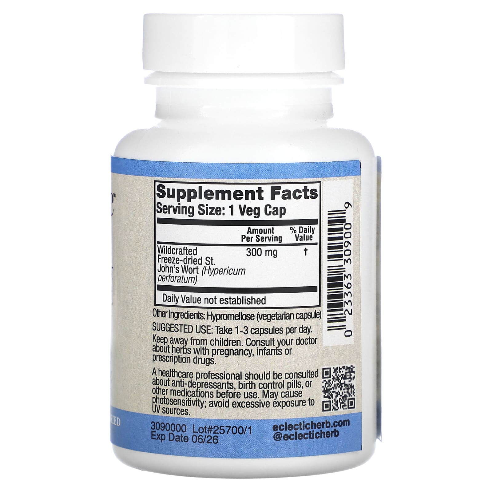 Eclectic Herb, Зверобой, 300 мг, 90 вегетарианских капсул без ГМО