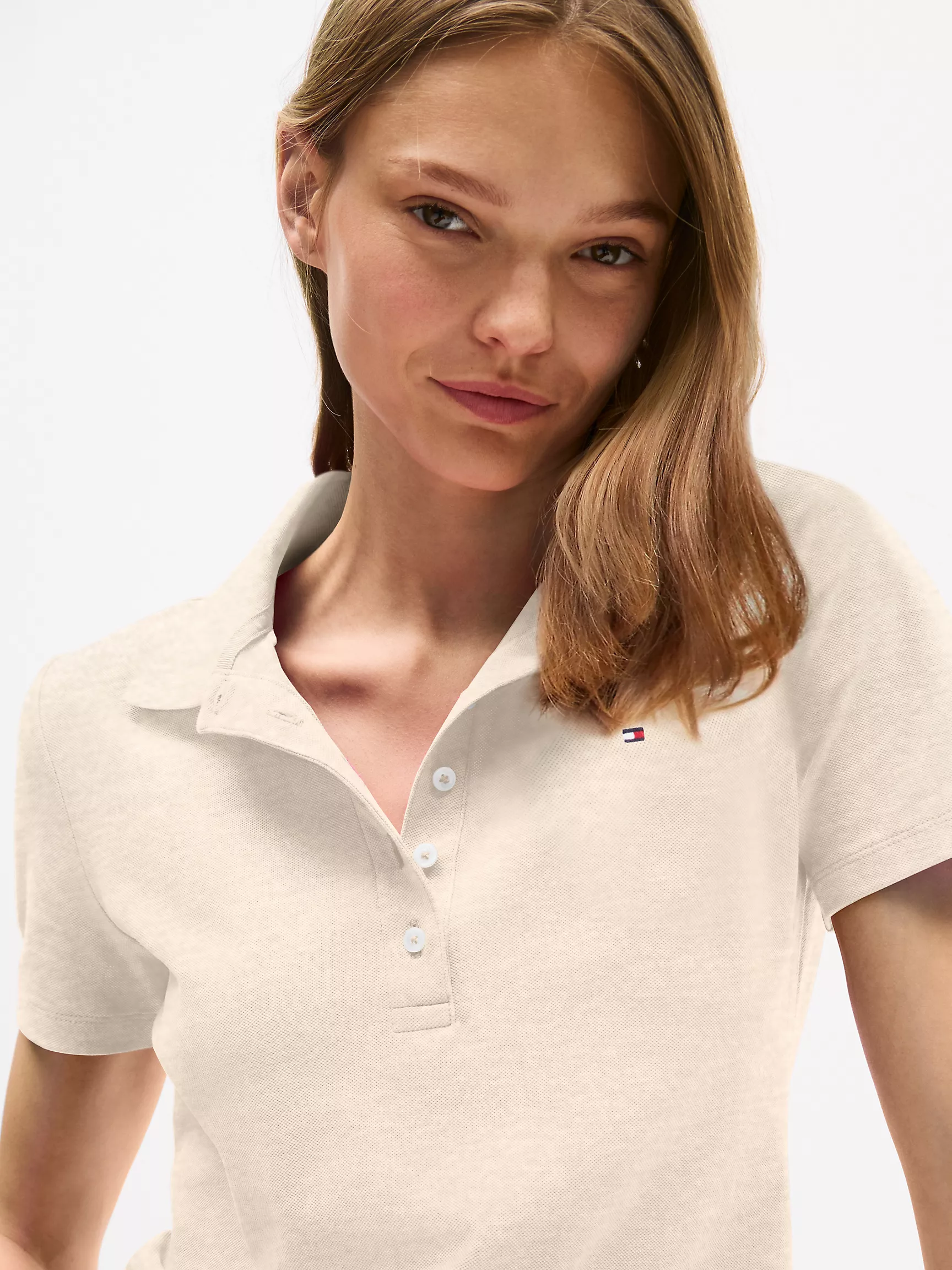 Женское поло Tommy Hilfiger, Эластичное хлопковое поло