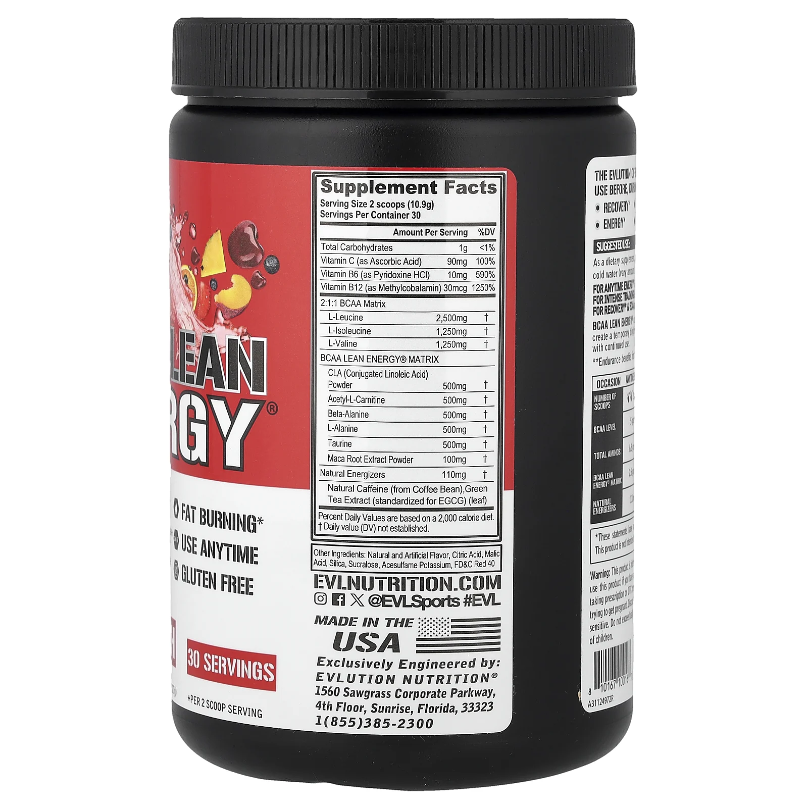 EVLution Nutrition, BCAA Lean Energy®, фруктовый пунш, 327 г (11,5 унции)