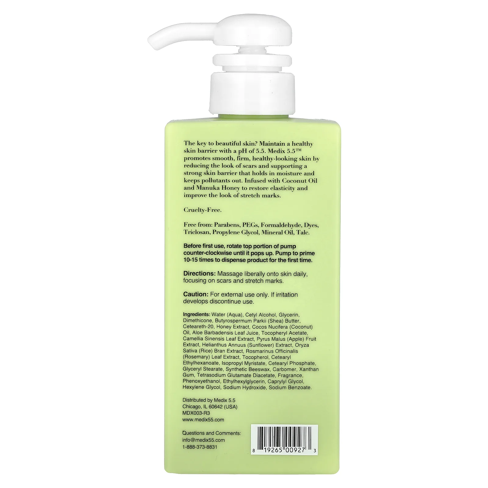 Medix 5.5, Кокосовое масло + мед манука, крем для восстановления кожи, 15 жидких унций (444 мл)