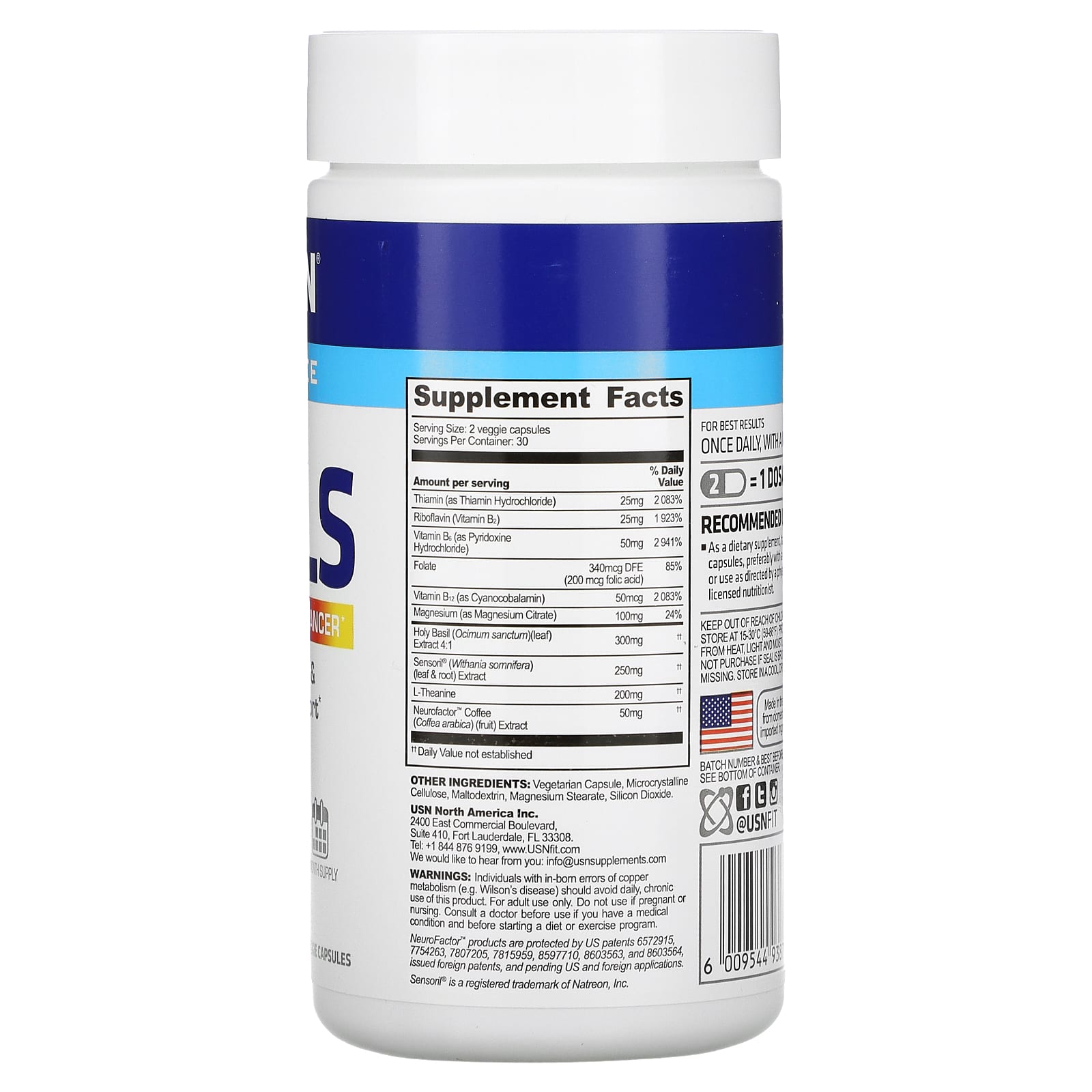 USN, Средство для улучшения самочувствия, настроения и разума, 60 растительных капсул