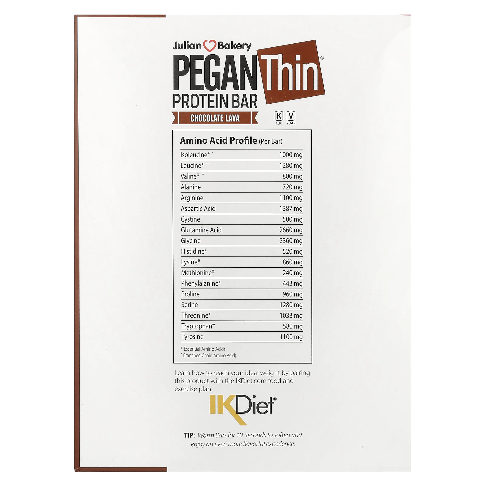 Julian Bakery, Тонкий протеиновый батончик Pegan, шоколадная лава, 12 батончиков, весом 65 г (2,29 унции) каждый