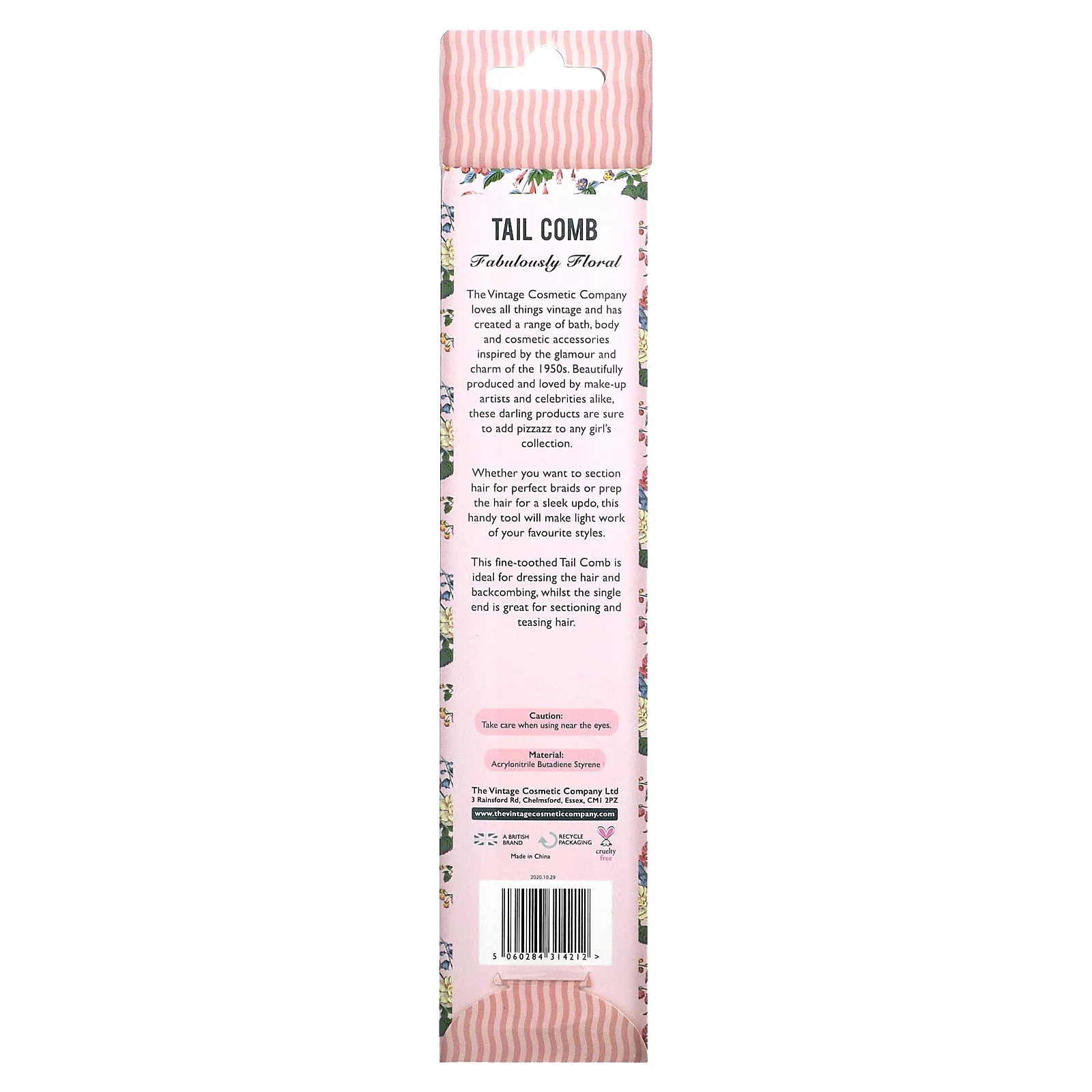 The Vintage Cosmetic Company, Гребешок для хвоста, сказочно цветочный, 1 шт.