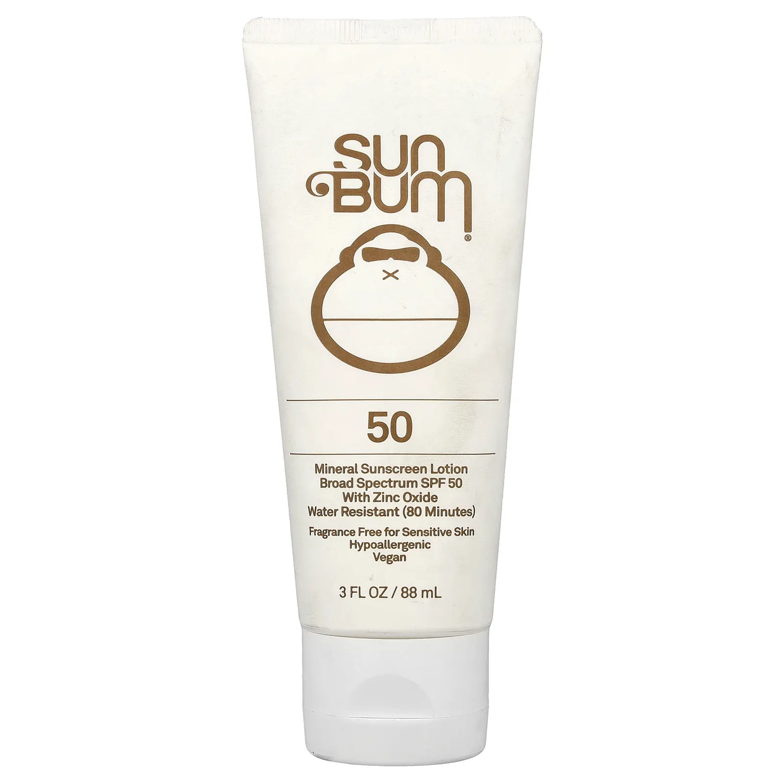 Sun Bum, минеральный солнцезащитный лосьон, SPF 50, для чувствительной кожи, без отдушки, 88 мл (3 жидк. унции)
