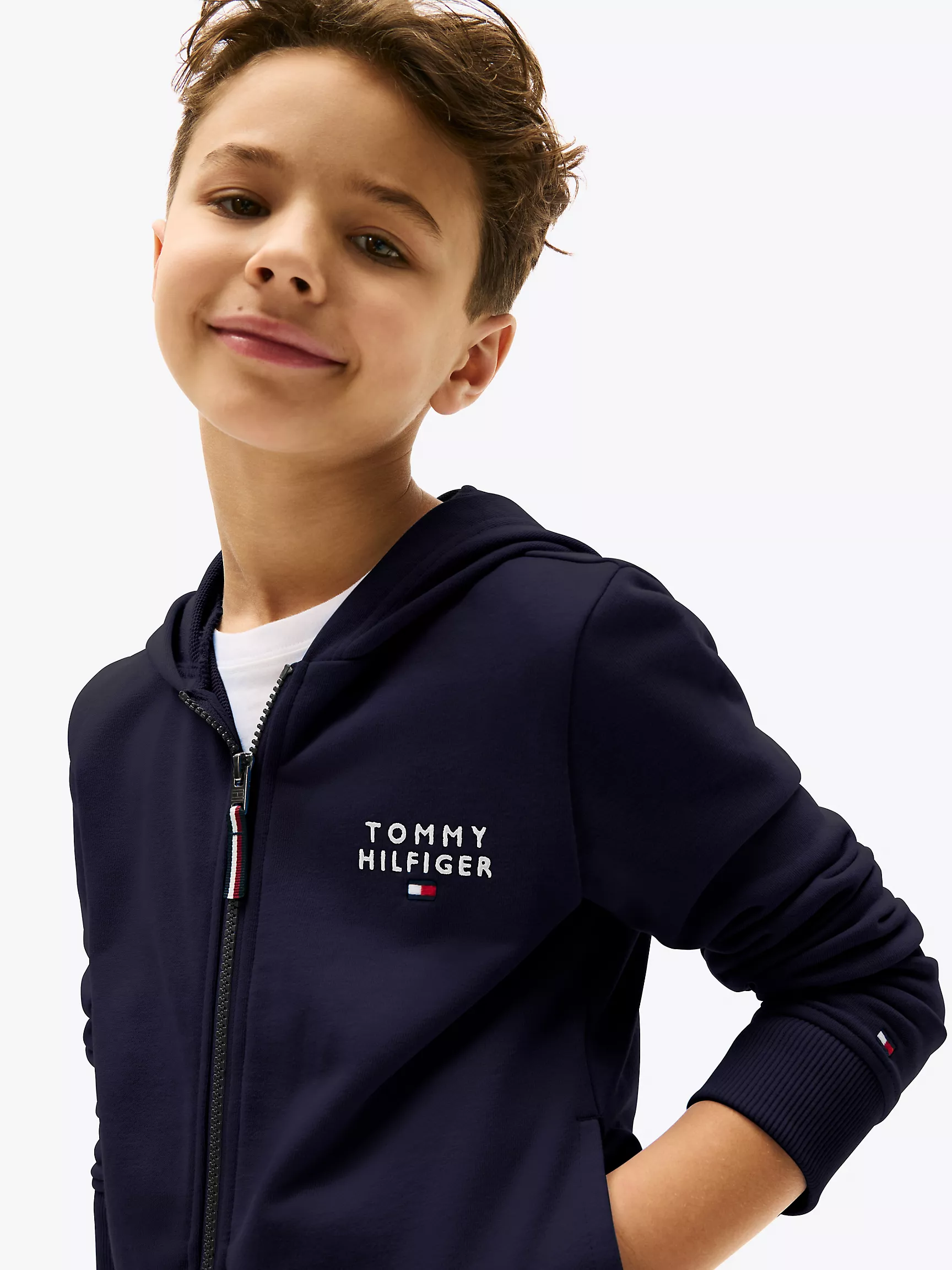 Худи для мальчика Tommy Hilfiger, Детское худи на молнии с логотипом Hilfiger