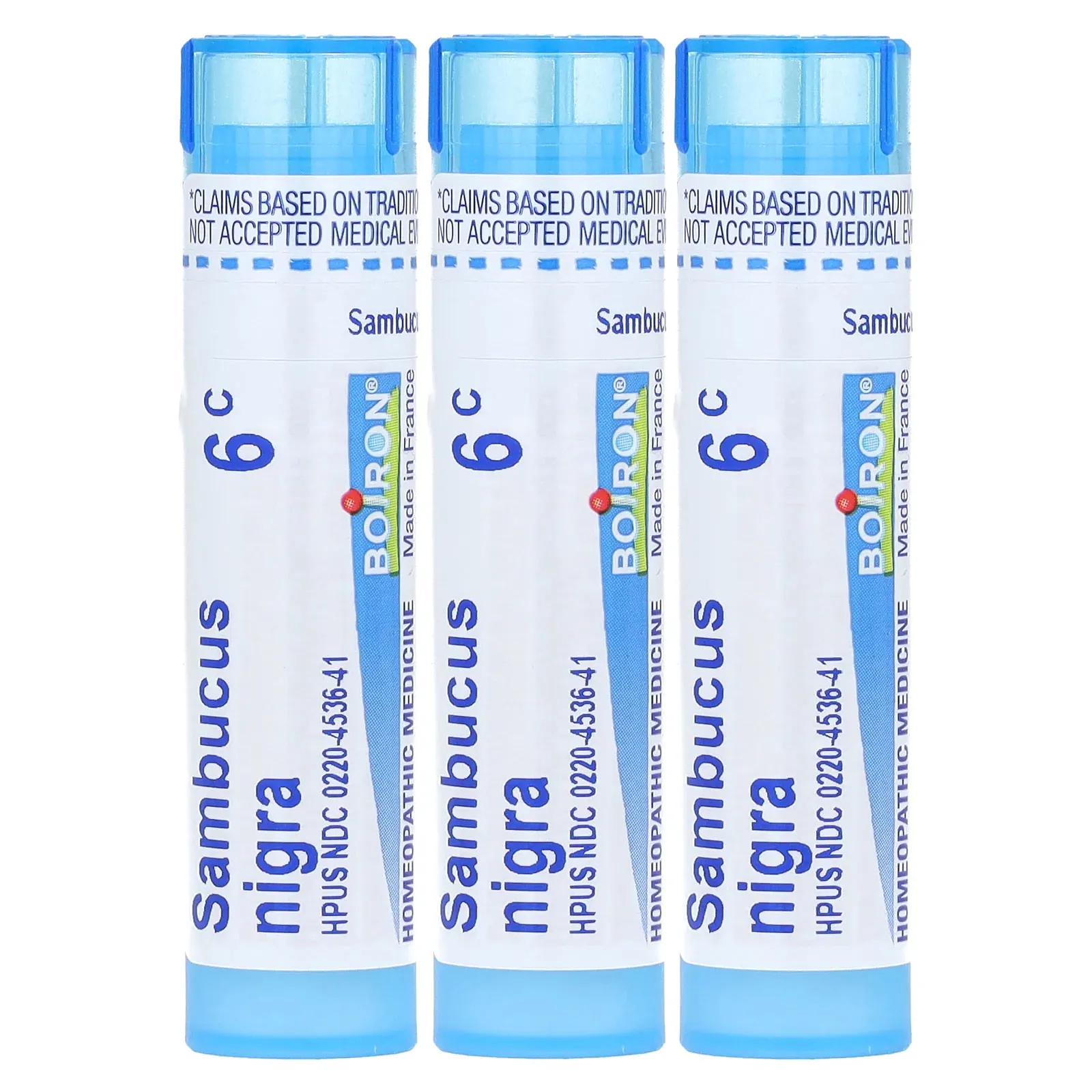 Boiron, Sambucus, средство от кашля и простуды, гранулы Meltaway, 6C, 3 тюбика, прибл. 80 гранул каждая