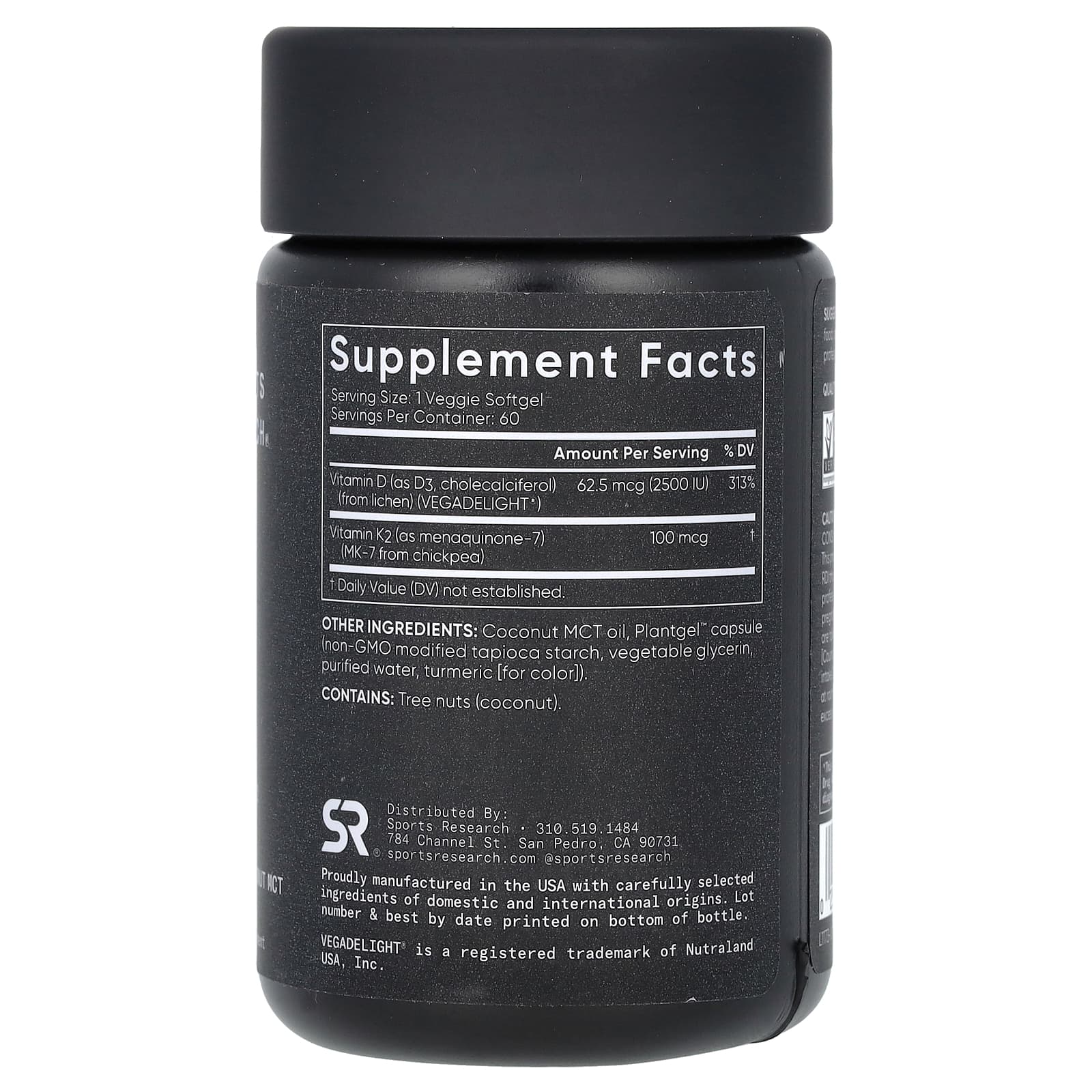 Sports Research, D3 и K2, растительные капсулы, 60 растительных капсул