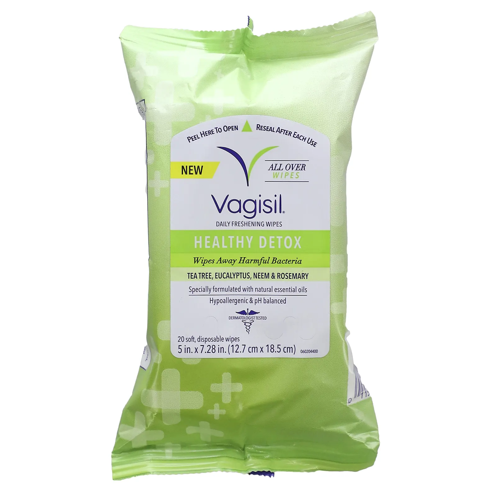 Vagisil, освежающие салфетки для ежедневного использования, для здоровой детоксикации, 20 одноразовых салфеток