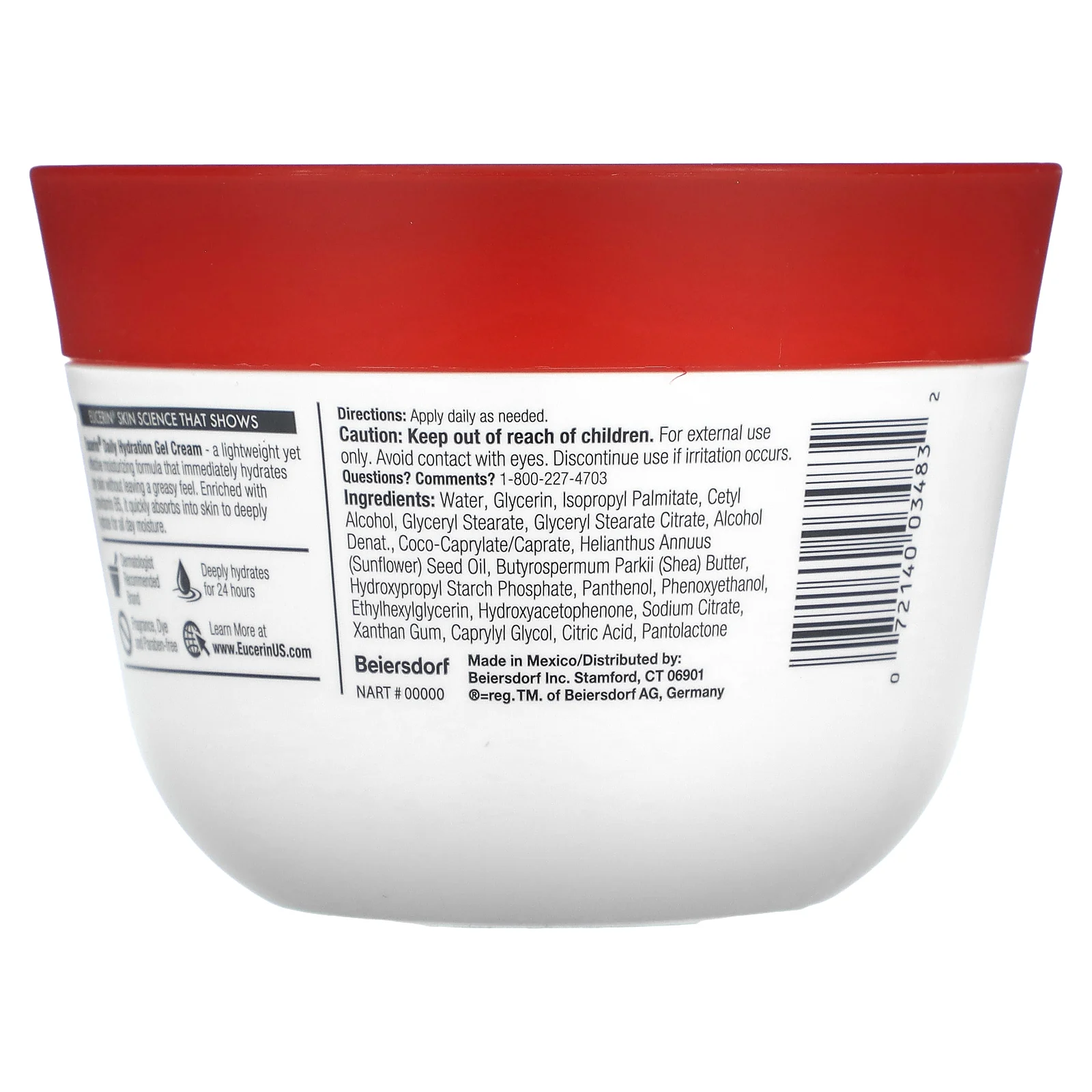 Eucerin, Ежедневный увлажняющий гель-крем, без отдушек, 340 г (12 унций)