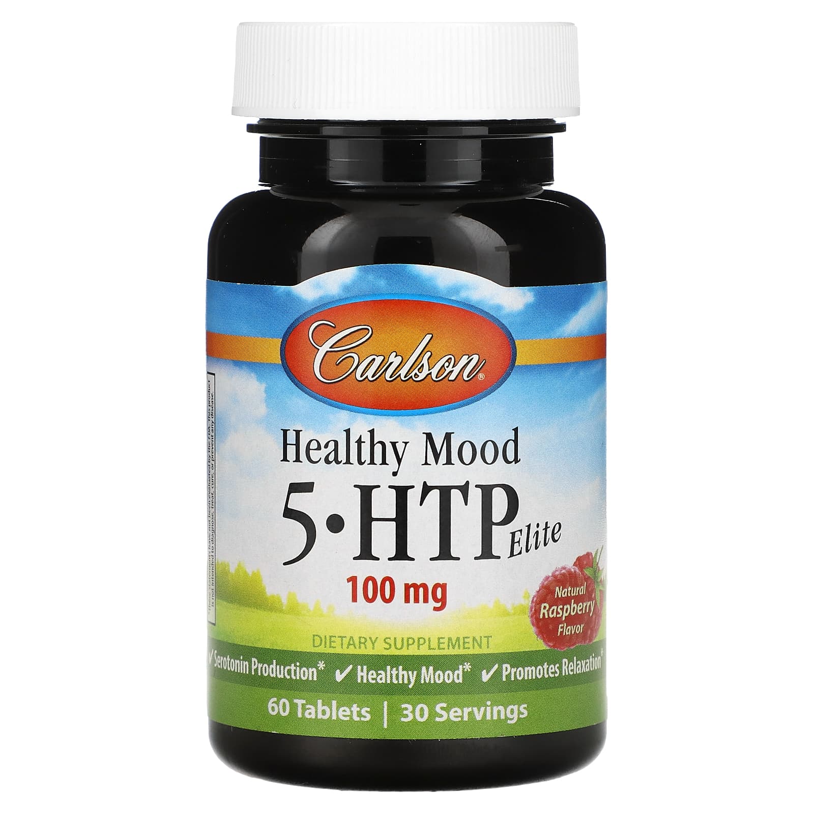 Carlson, Healthy Mood, 5-HTP Elite, натуральная малина, 100 мг, 60 таблеток (50 мг в 1 таблетке)