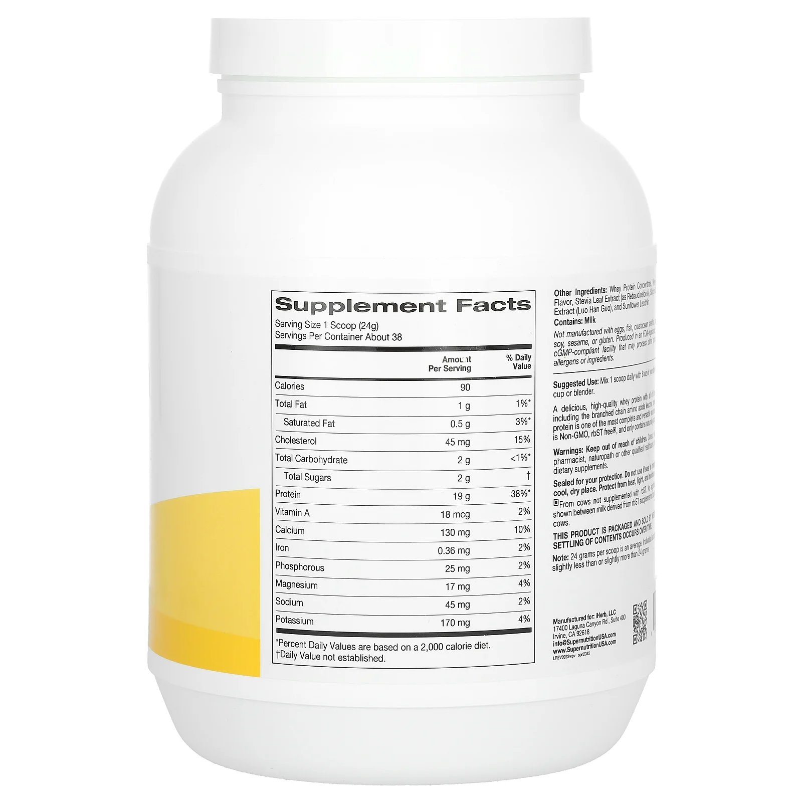 Super Nutrition, порошок из ультрафильтрованного сывороточного протеина, без ГМО, без р-БСТ, с ванильным вкусом, 908 г (2 фунта)