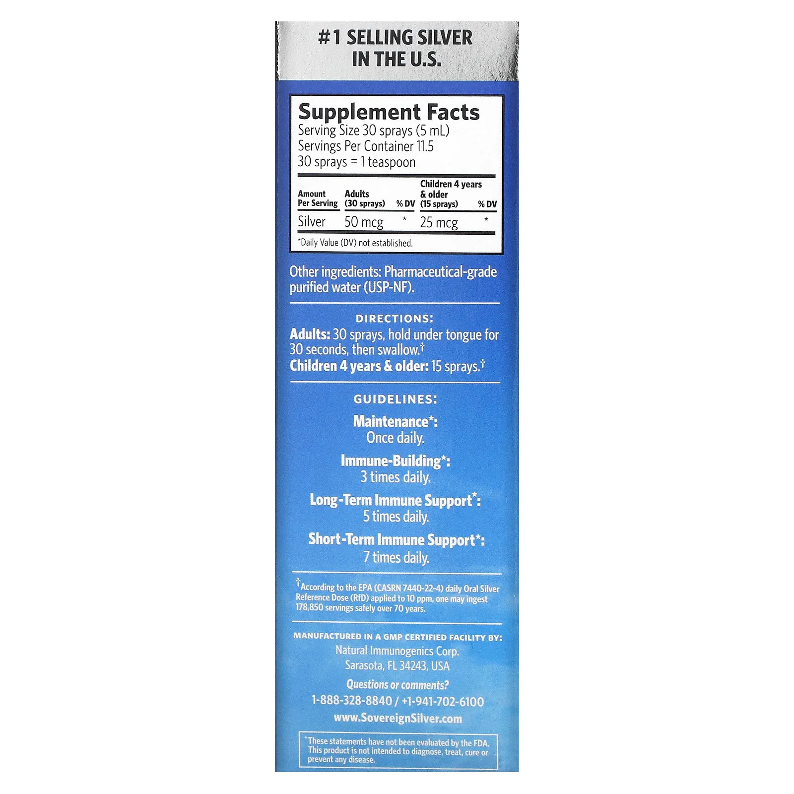 Sovereign Silver, Bio-Active Silver Hydrosol, мелкодисперсный аэрозоль, 10 част./млн, 59 мл (2 жидк. унции) (10 част./млн в 30 распылениях)