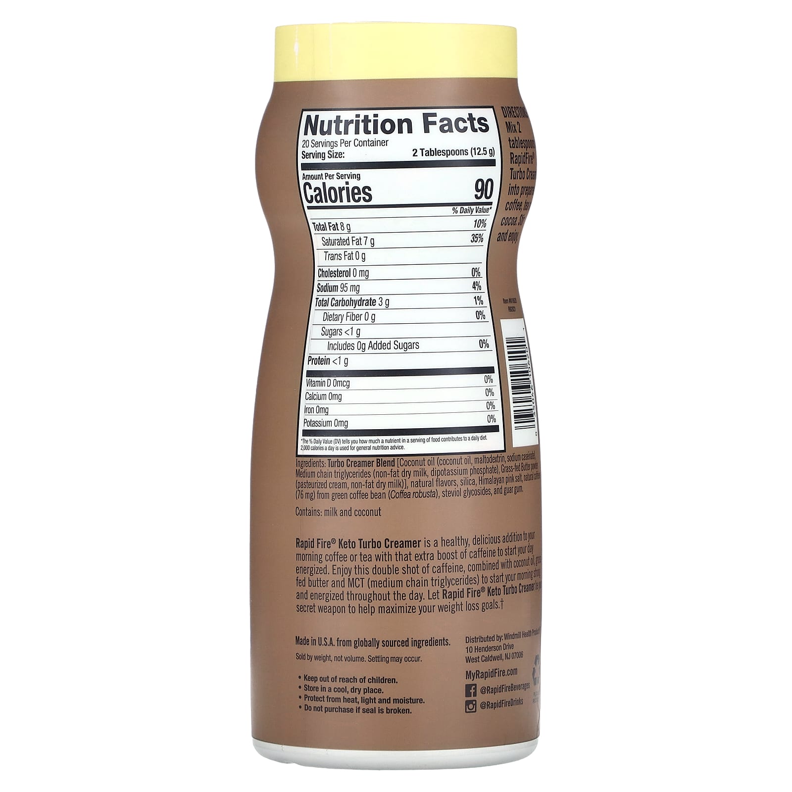 RAPIDFIRE, Turbo Creamer, сливки со вкусом французской ванили, 250 г (8,8 унции)