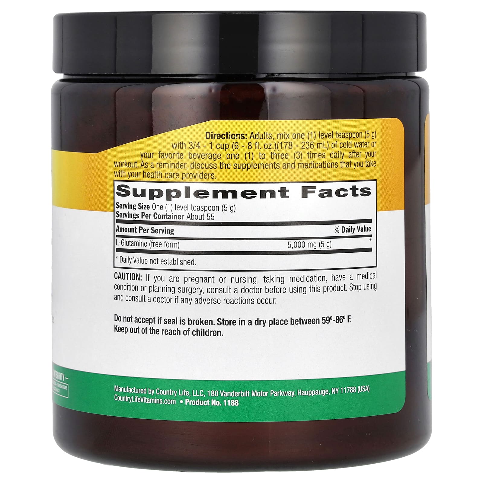 Country Life, чистый глутамин в порошке, 275 г (9,7 унции)