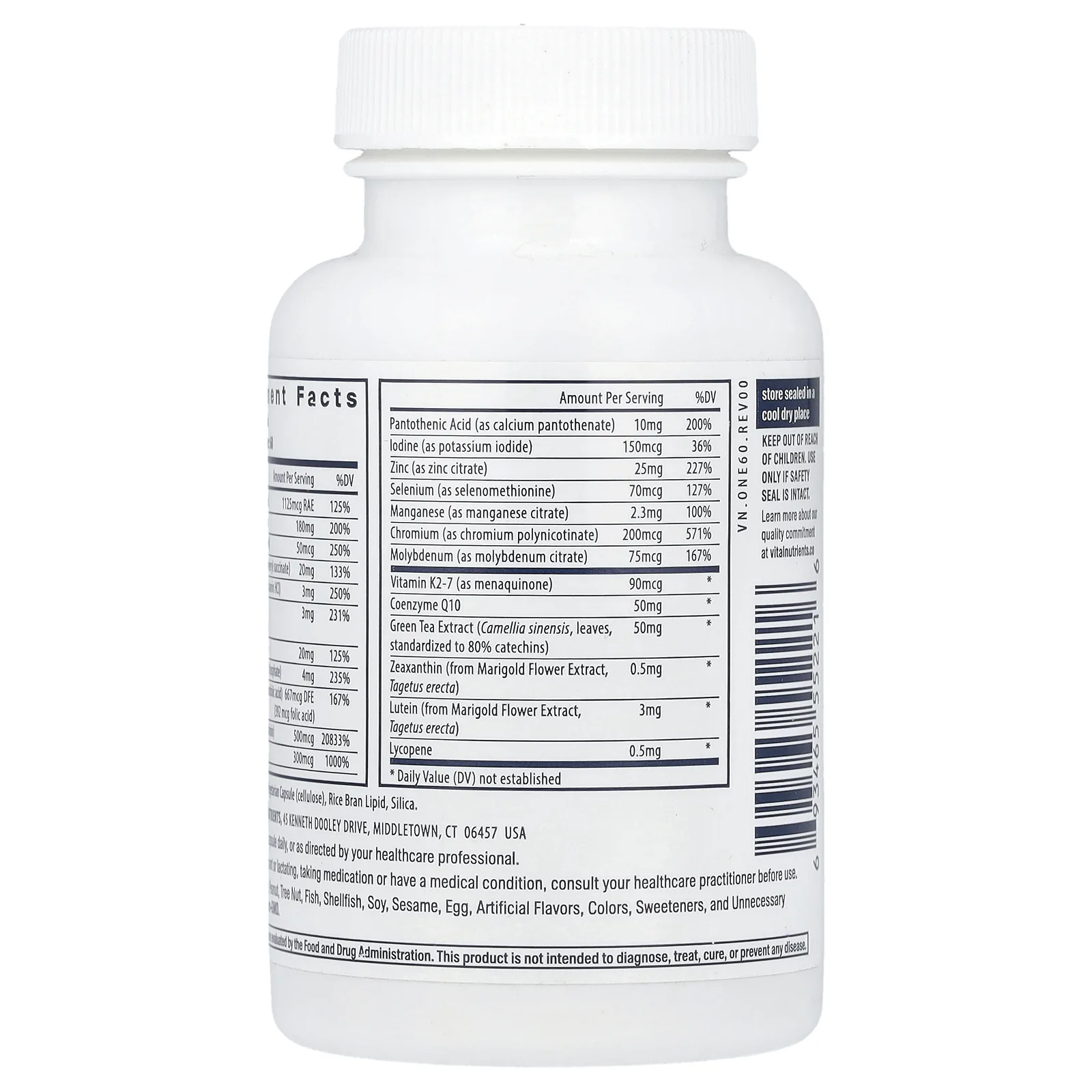 Vital Nutrients, Мультивитамины для приема один раз в день, 60 веганских капсул