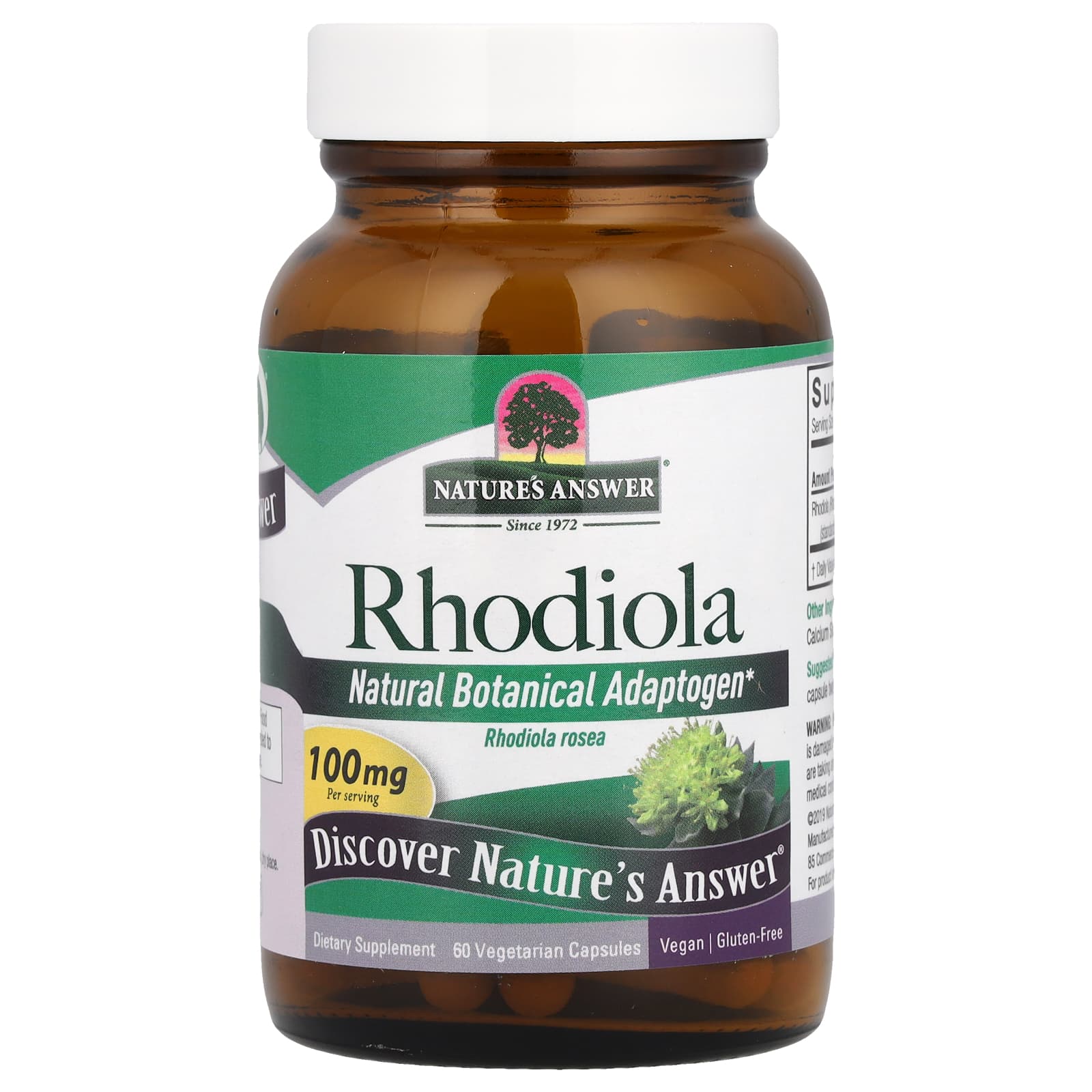 Nature's Answer, родиола, 100 мг, 60 вегетарианских капсул