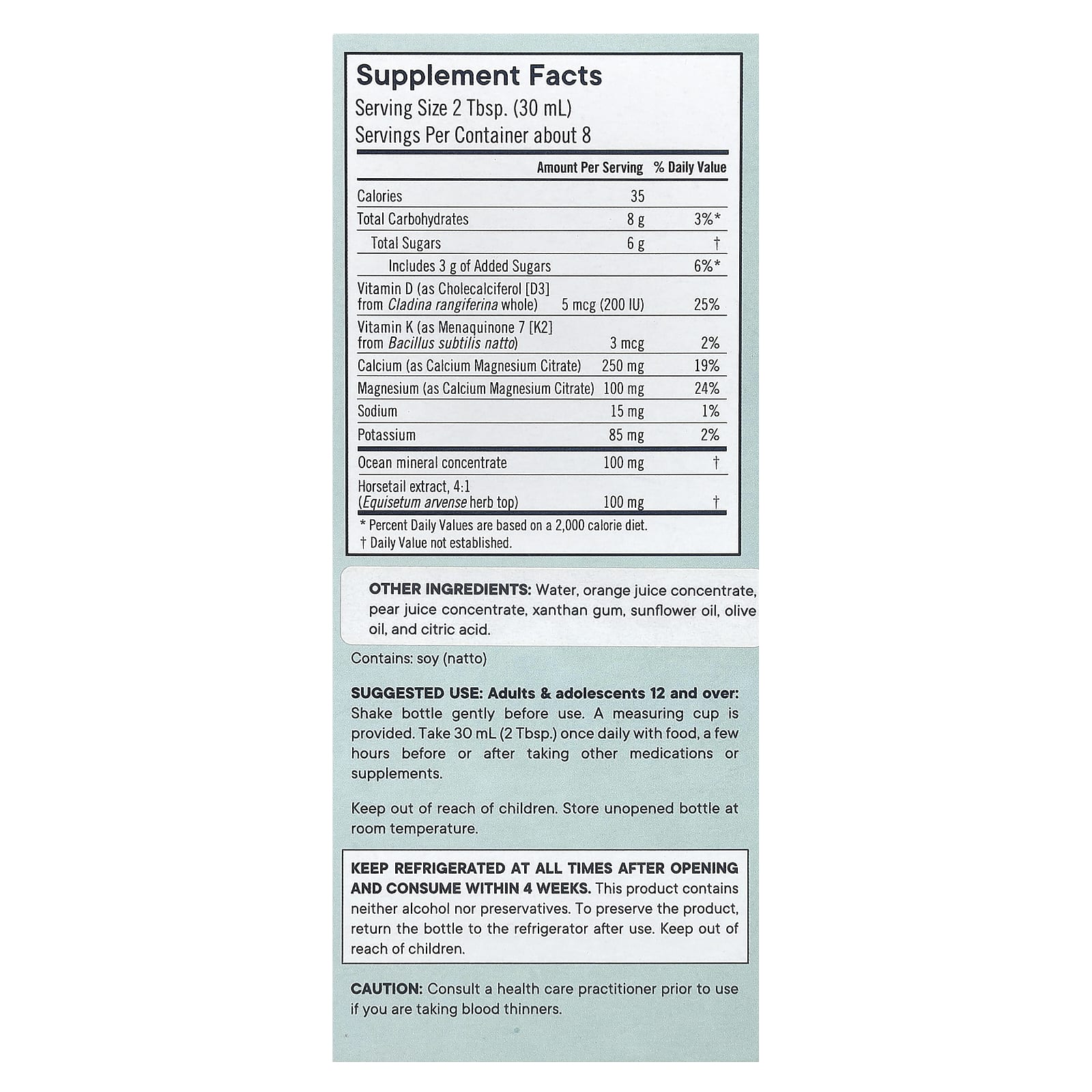 Flora, Bone Health + с кальцием, магнием и витаминами D и K, жидкий, 236 мл (8 жидк. Унций)