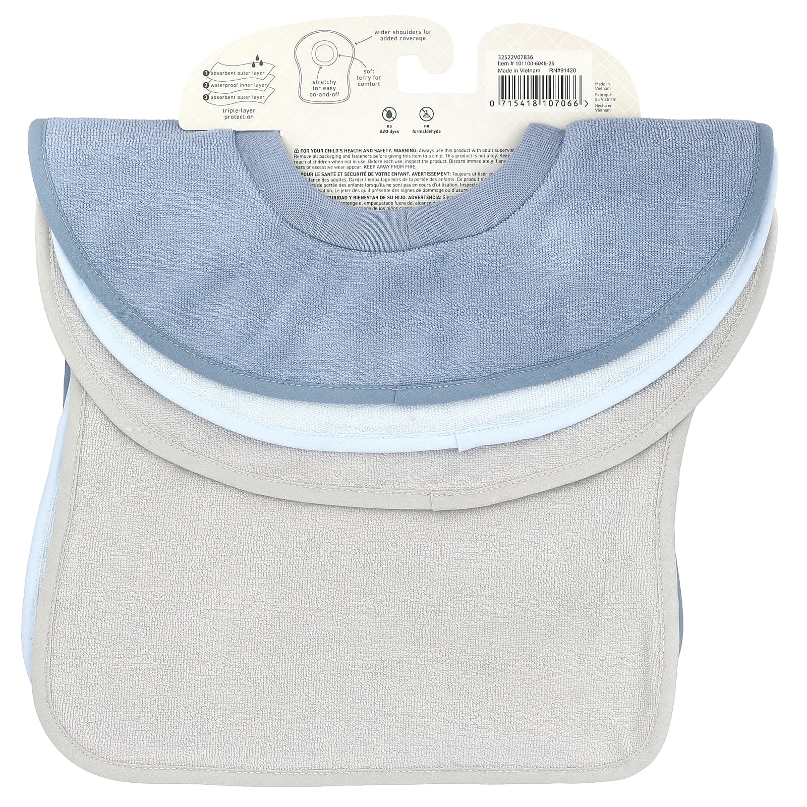 Green Sprouts, Спортивные нагрудники Stay-Dry, для детей от 9 до 18 месяцев, разноцветные, 3 шт.