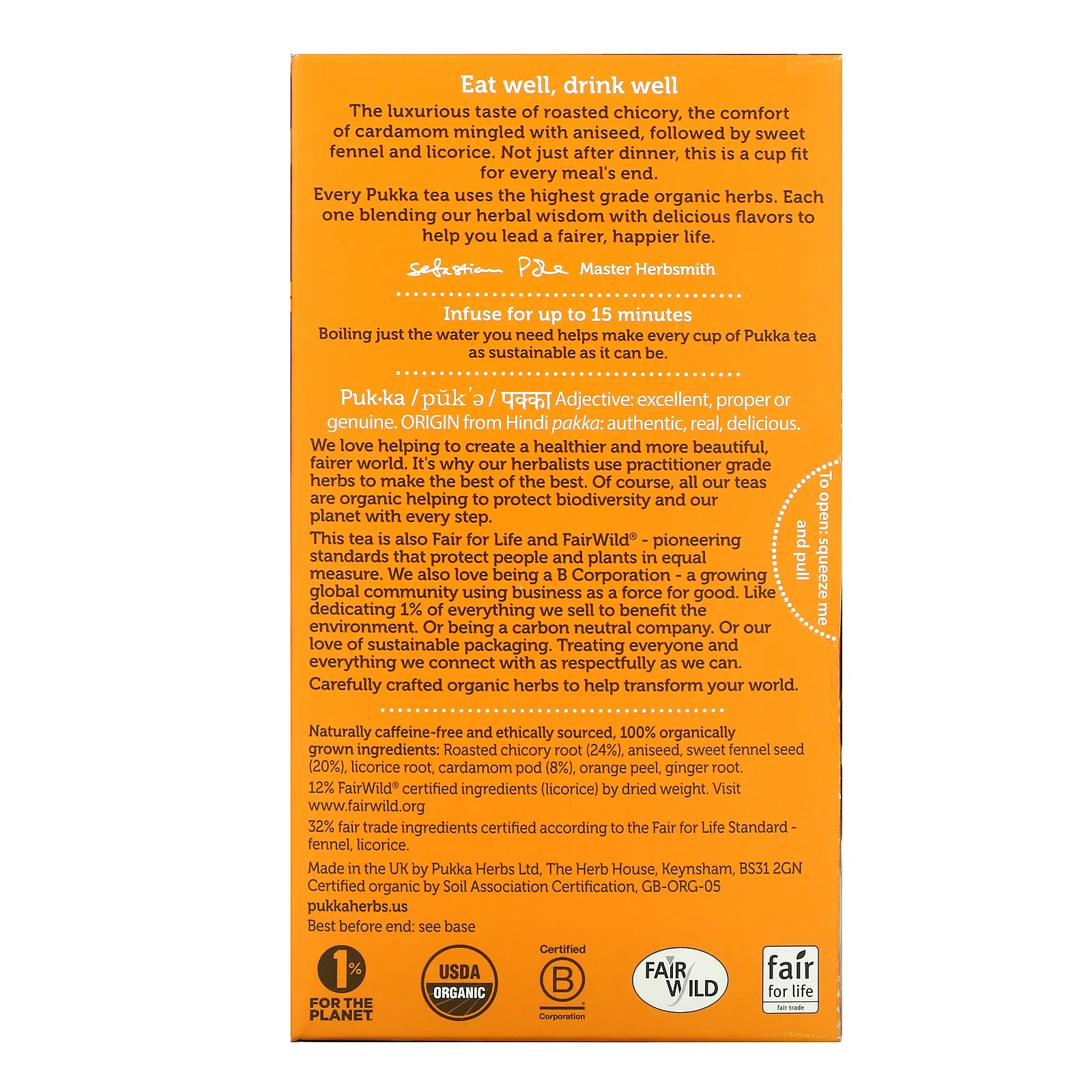 Pukka Herbs, Органический травяной чай, после ужина, без кофеина, 20 пакетиков, 36 г (1,27 унции)