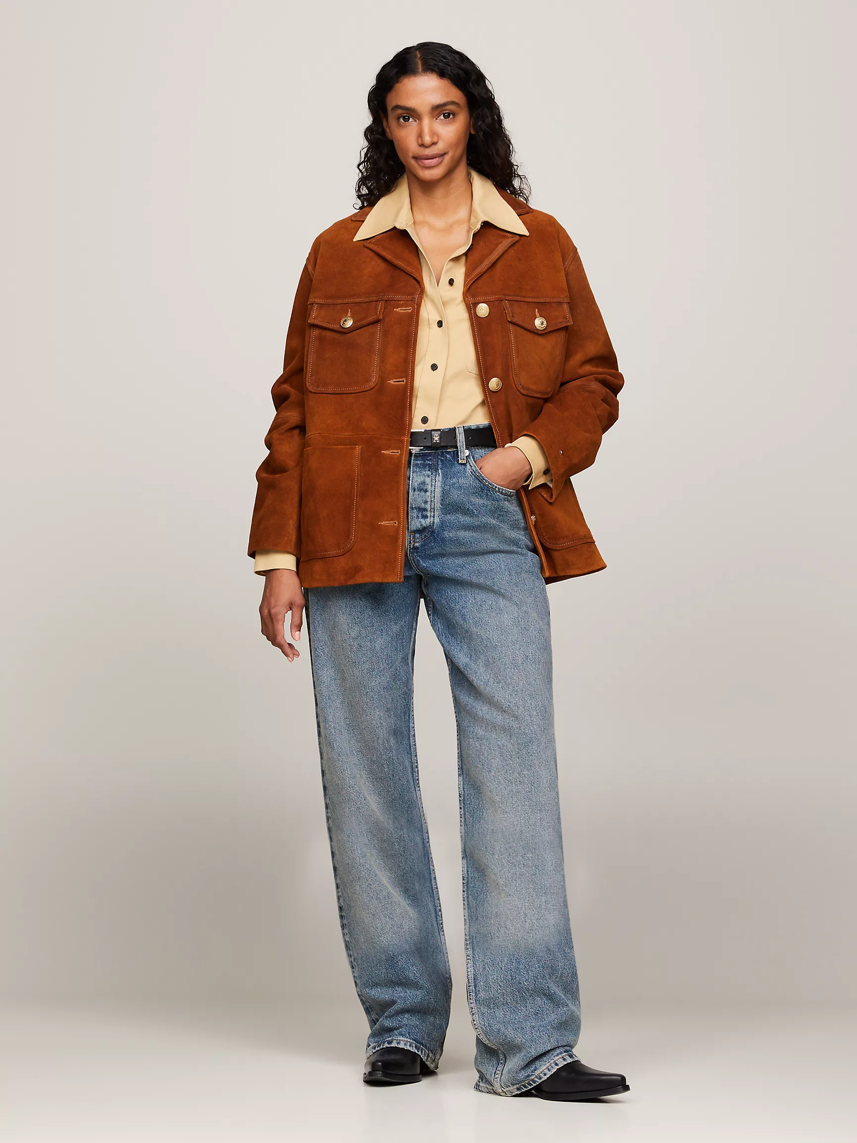 Женские ботинки Tommy Hilfiger, Кожаные ковбойские сапоги с логотипом TH