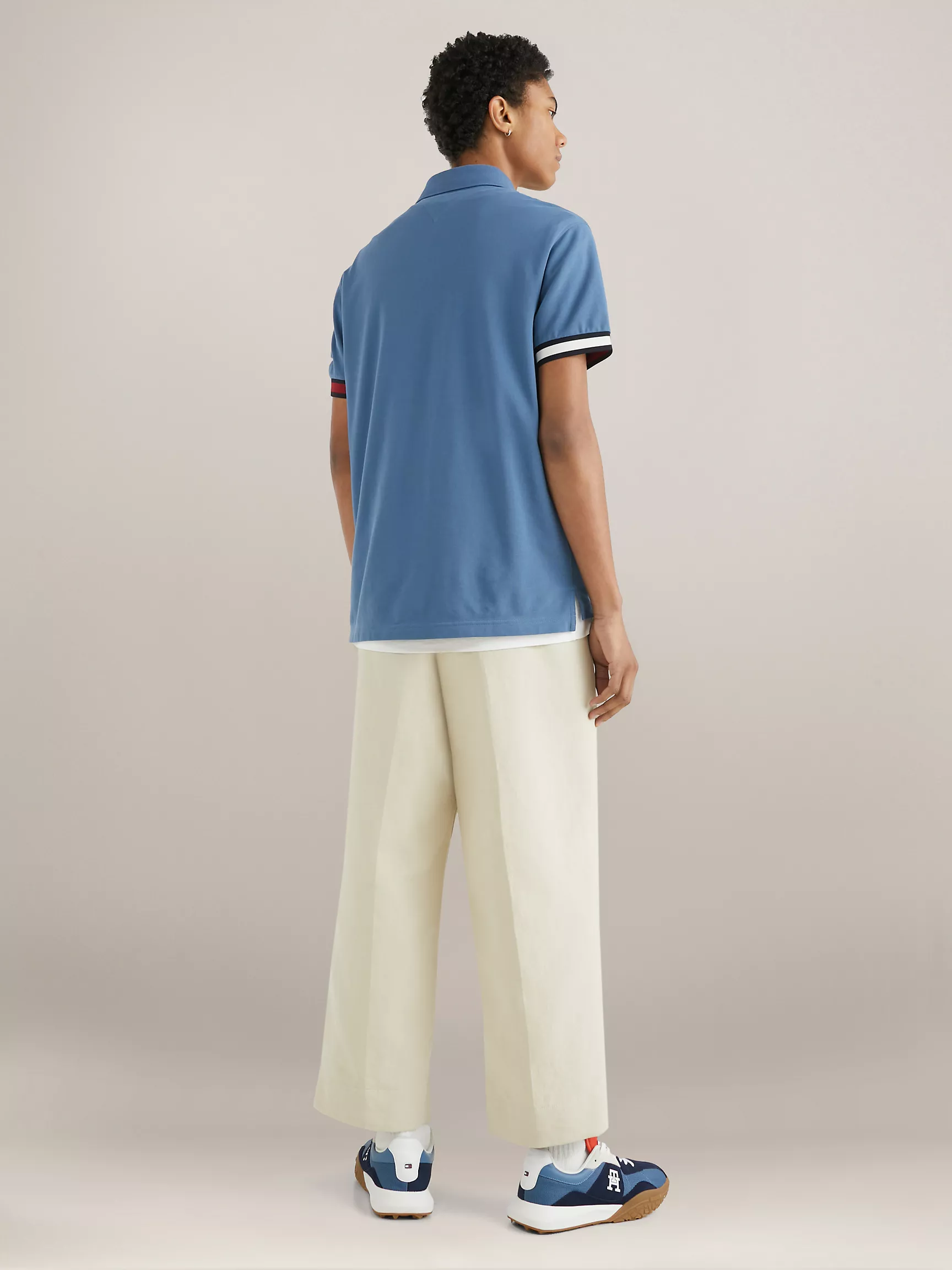 Мужское поло Tommy Hilfiger, Приталенное поло с логотипом флага на манжетах