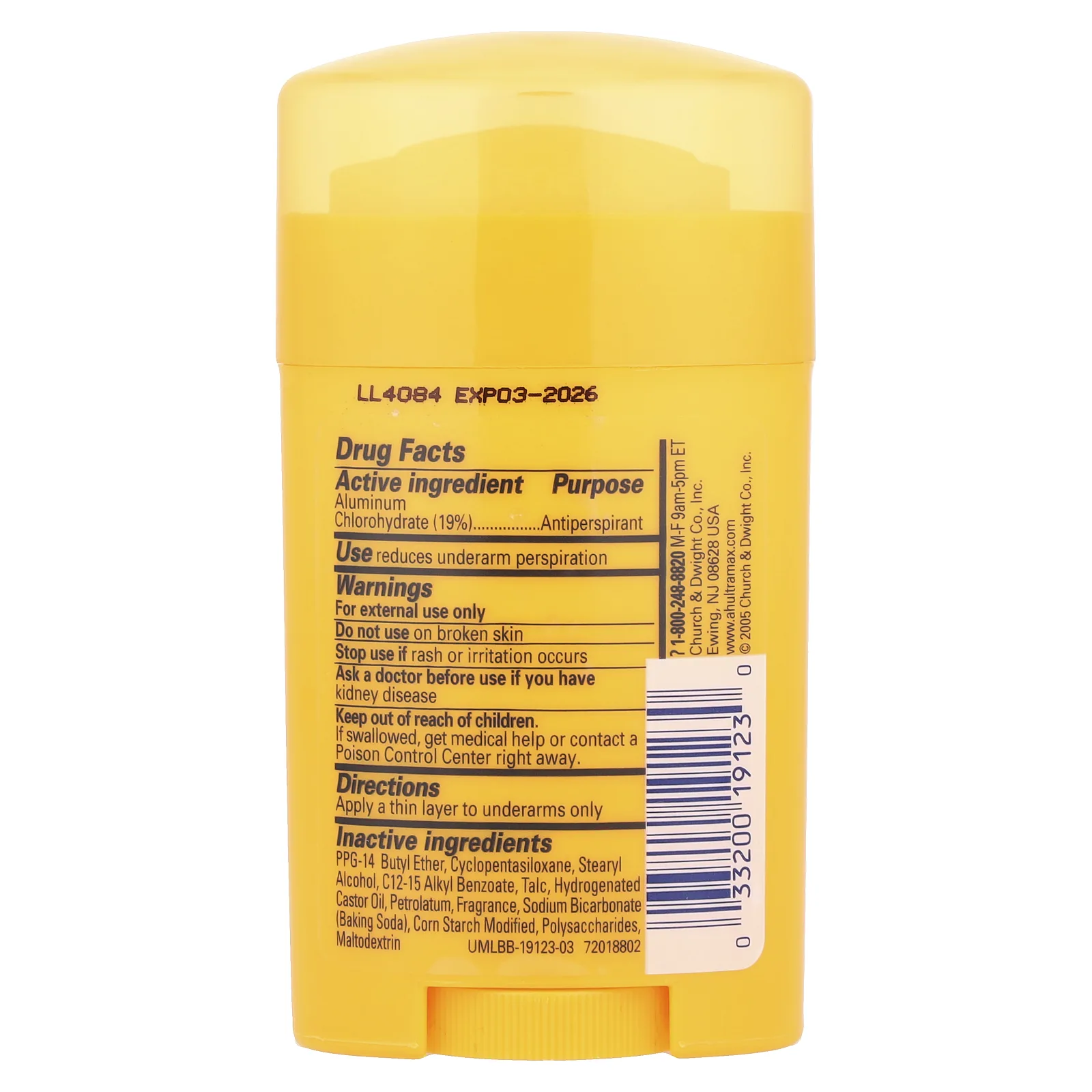 Arm & Hammer, UltraMax, твердый дезодорант-антиперспирант для мужчин, свежий аромат, 28 г (1 унции)