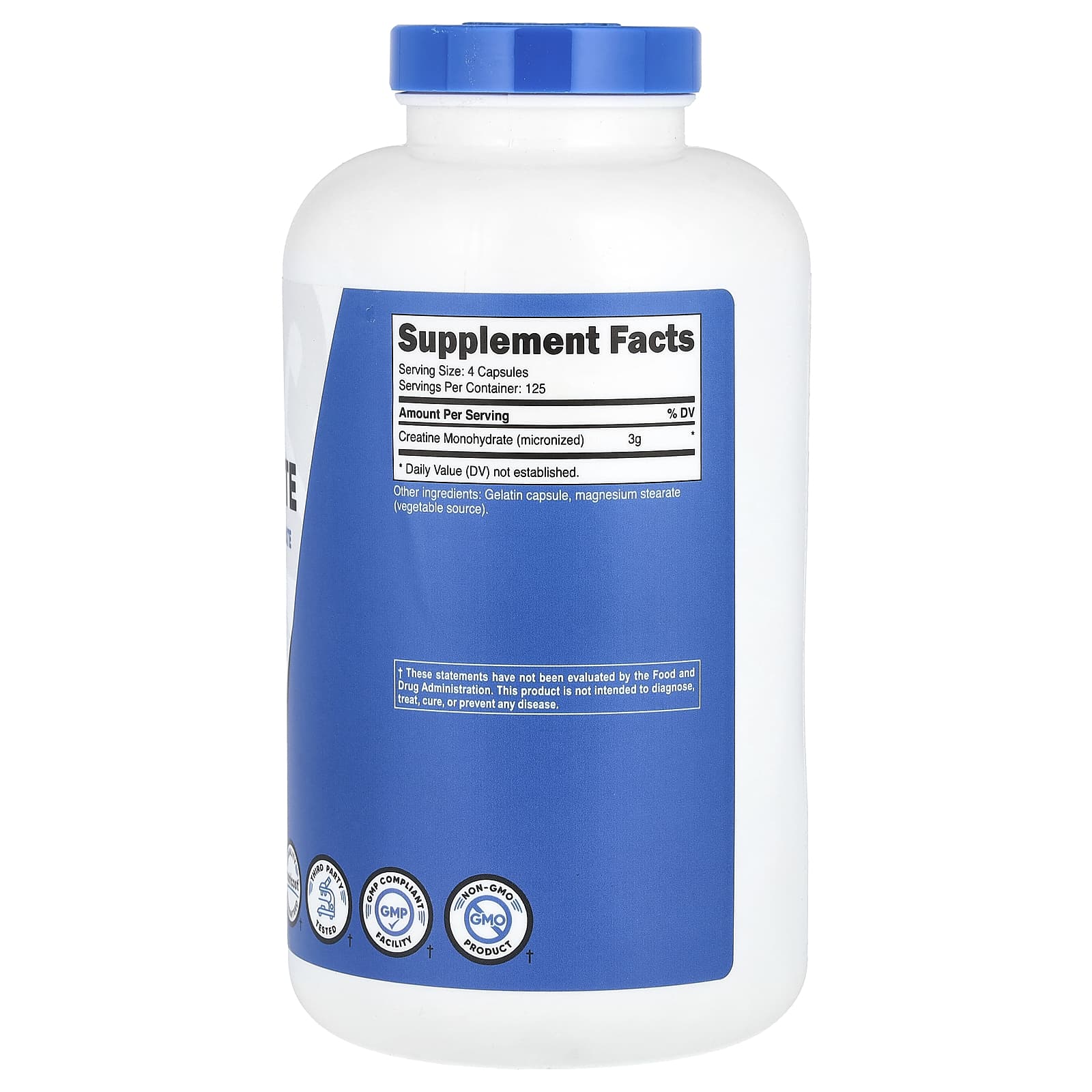 Nutricost, Performance, моногидрат креатина, 3 г, 500 капсул (0,75 г на капсулу)