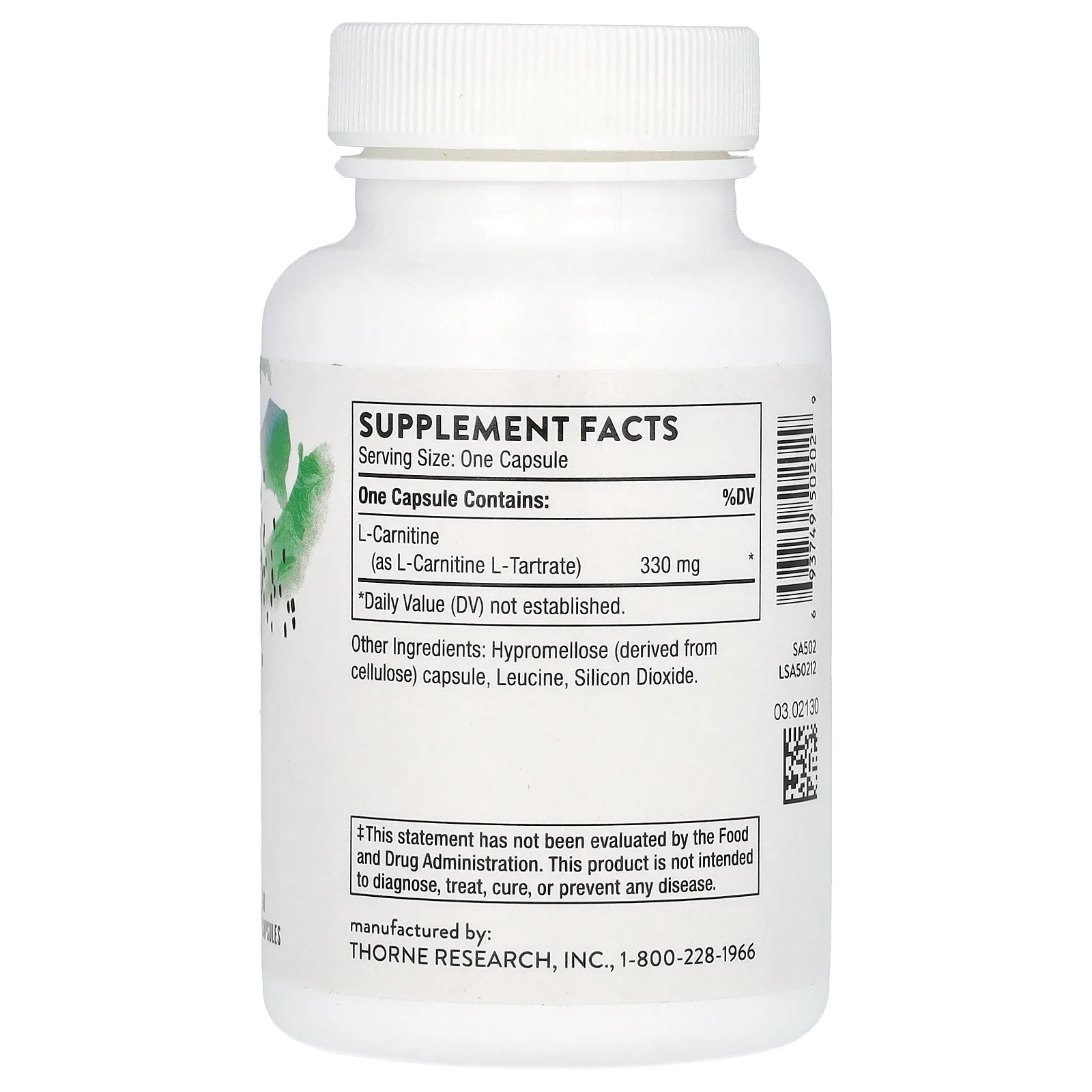 Thorne, L-карнитин, 60 капсул