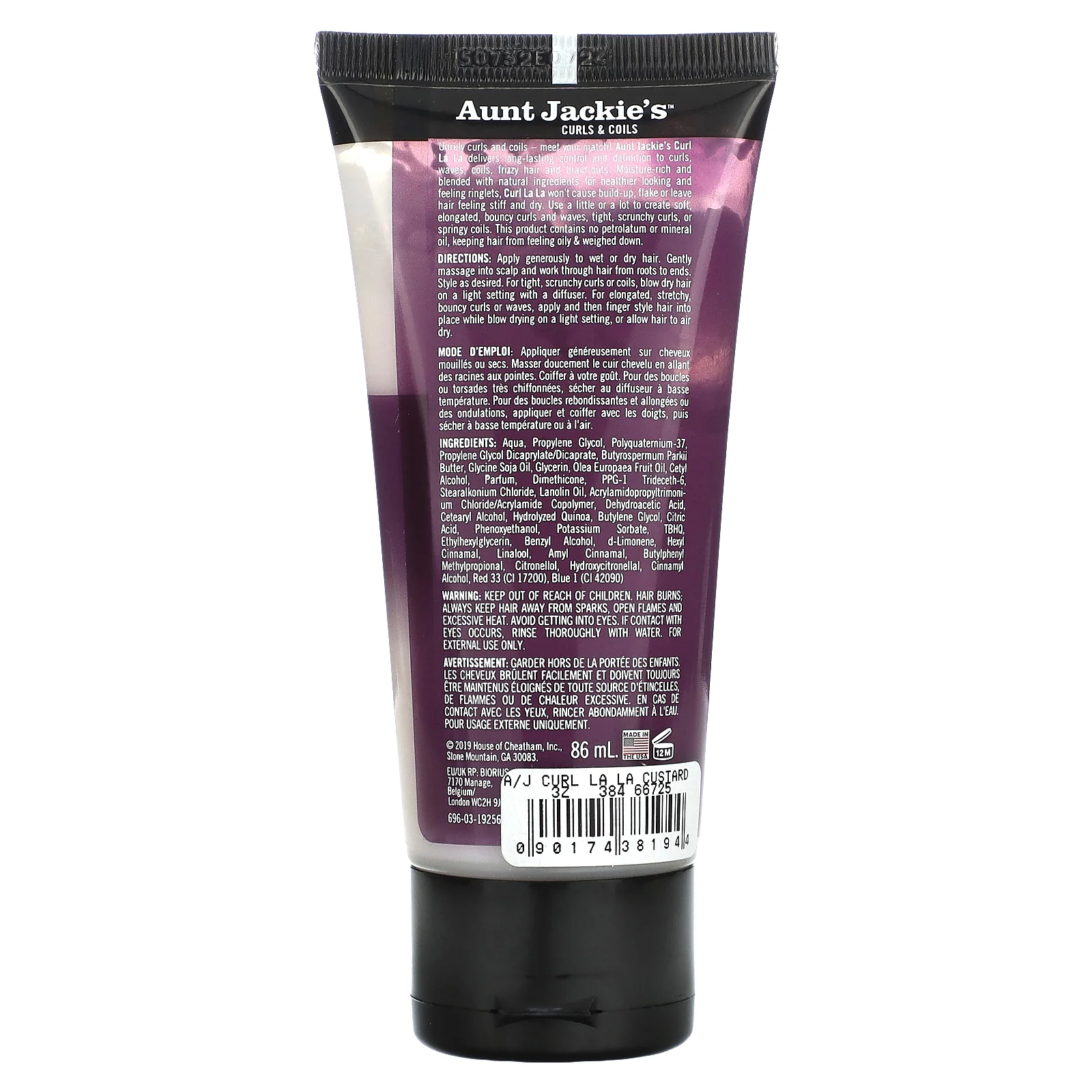 Aunt Jackie's Curls & Coils, Curl La La, заварной крем для создания локонов, 85 г (3 унции)