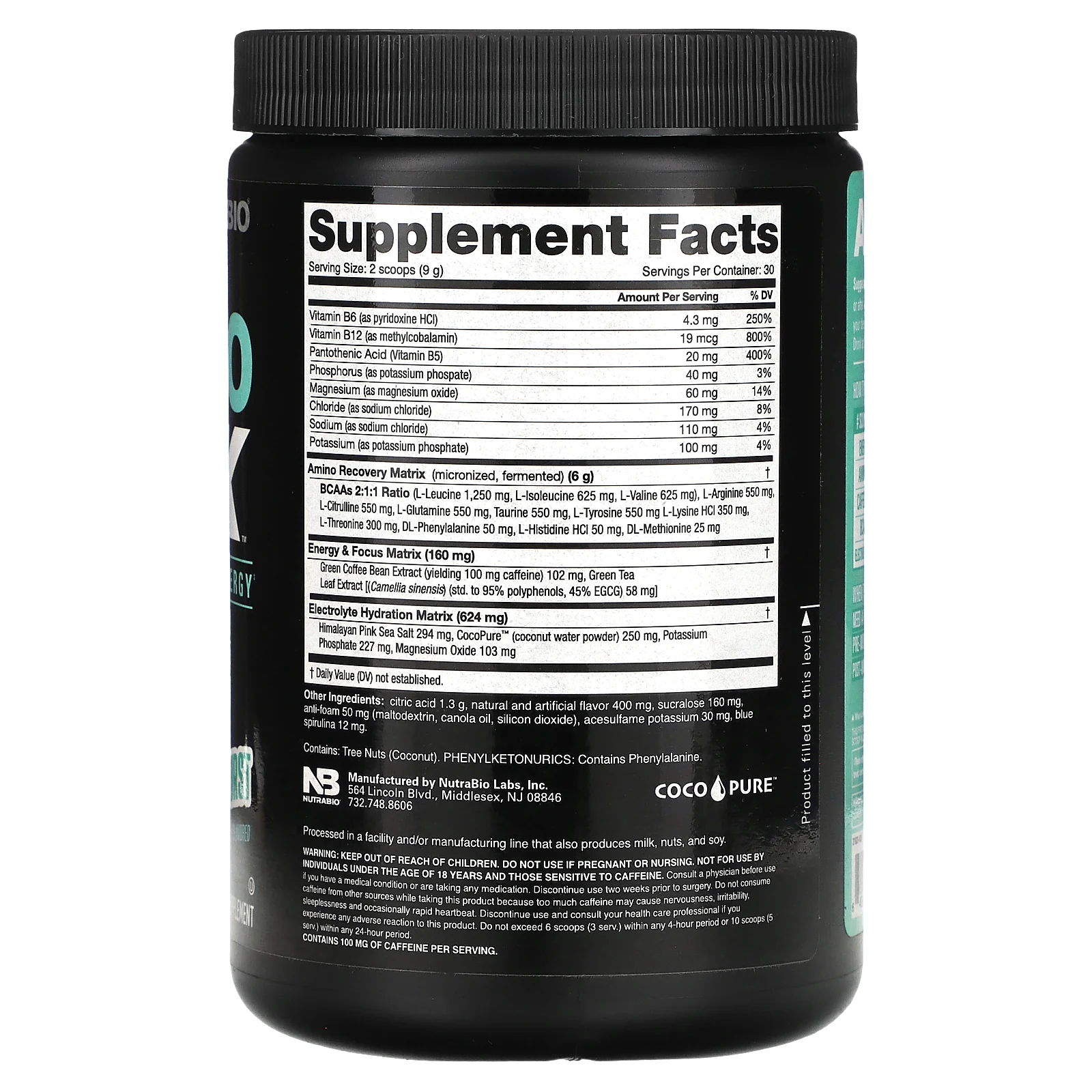 NutraBio, Amino Kick, Baja Burst, 271 г (0,6 фунта)