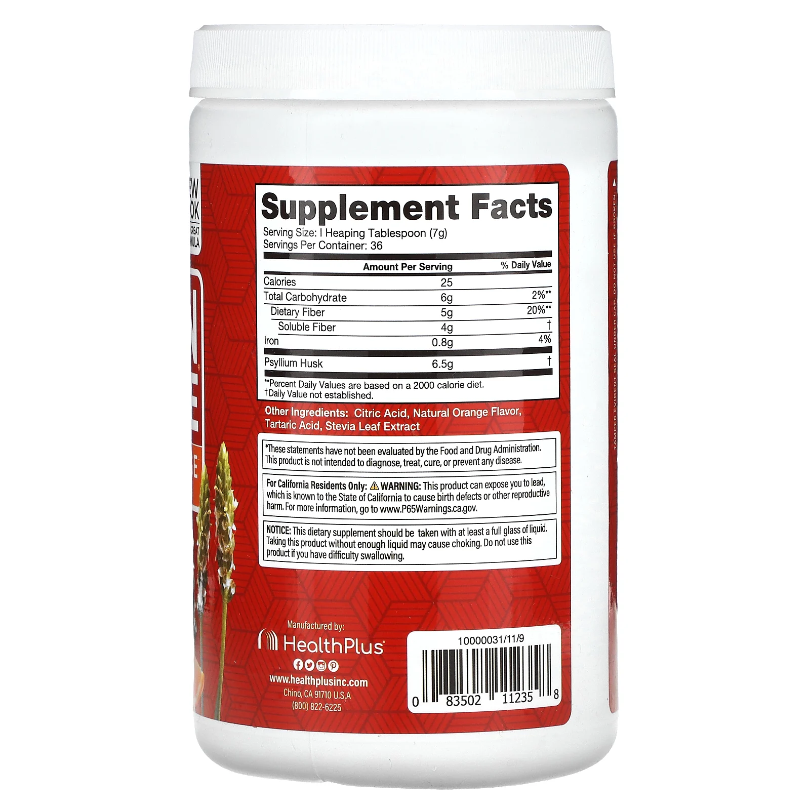 Health Plus,  Чистка кишечника , средство для чистки толстого кишечника, с освежающим апельсиновым вкусом, 9 унций (255 г)