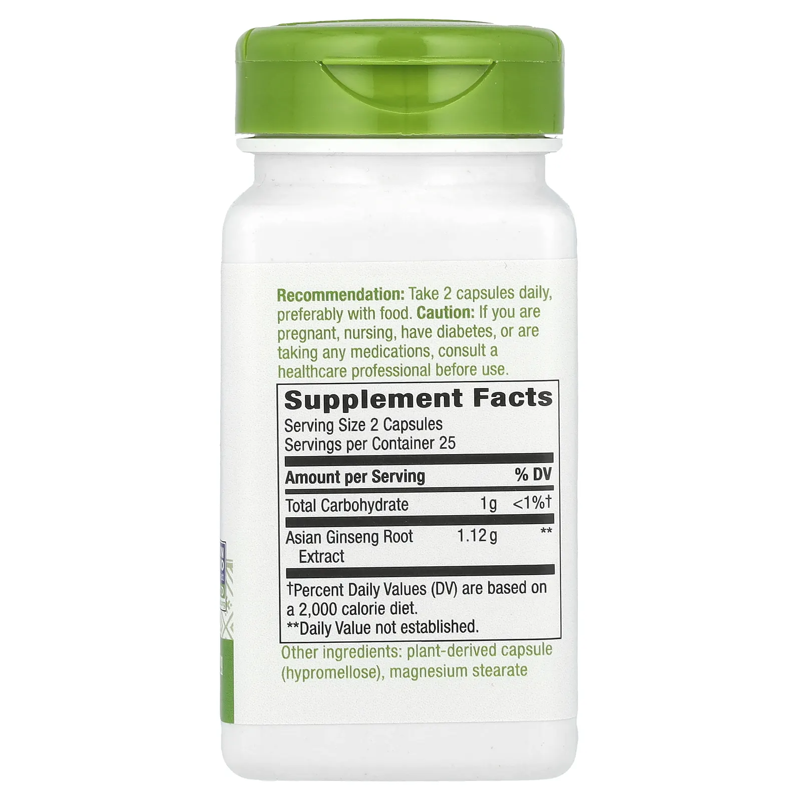 Nature's Way, азиатский женьшень, 1120 мг, 50 веганских капсул (560 мг в 1 капсуле)