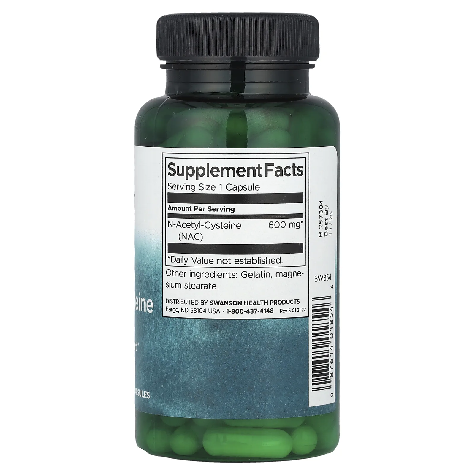 Swanson, N-ацетилцистеин, антиоксидантная поддержка, 600 мг, 100 капсул