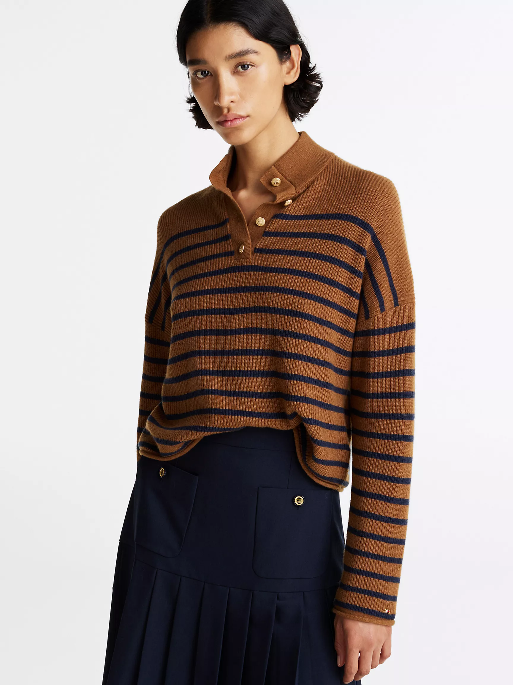 Женский свитер Tommy Hilfiger, Поло-свитер с золотыми пуговицами