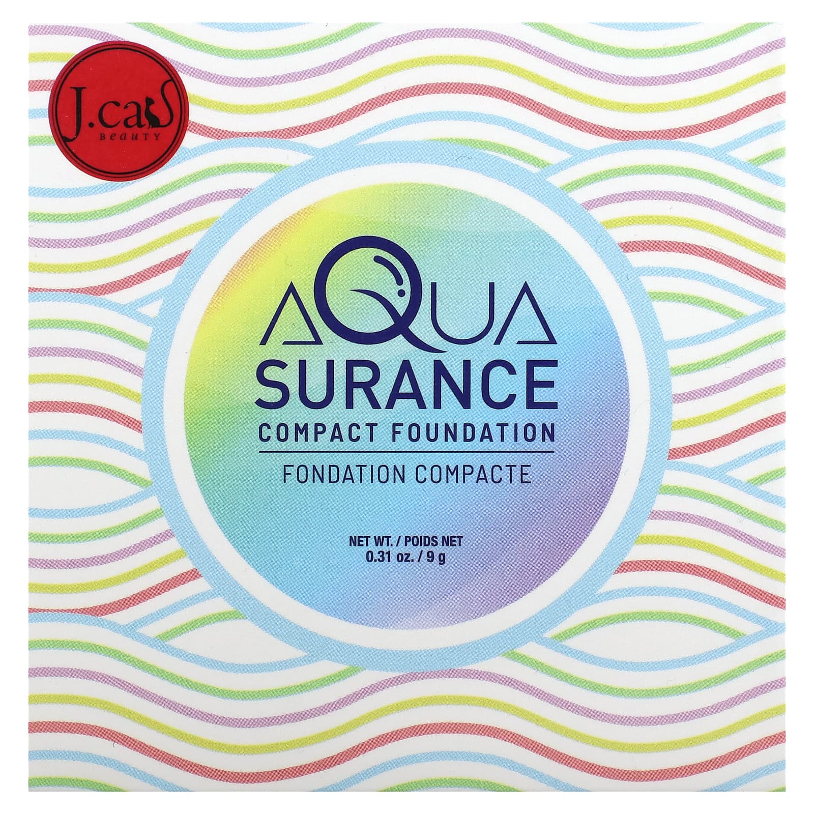 J.Cat Beauty, Компактная тональная основа Aquasurance, оттенок ACF100 фарфоровый, 9 г