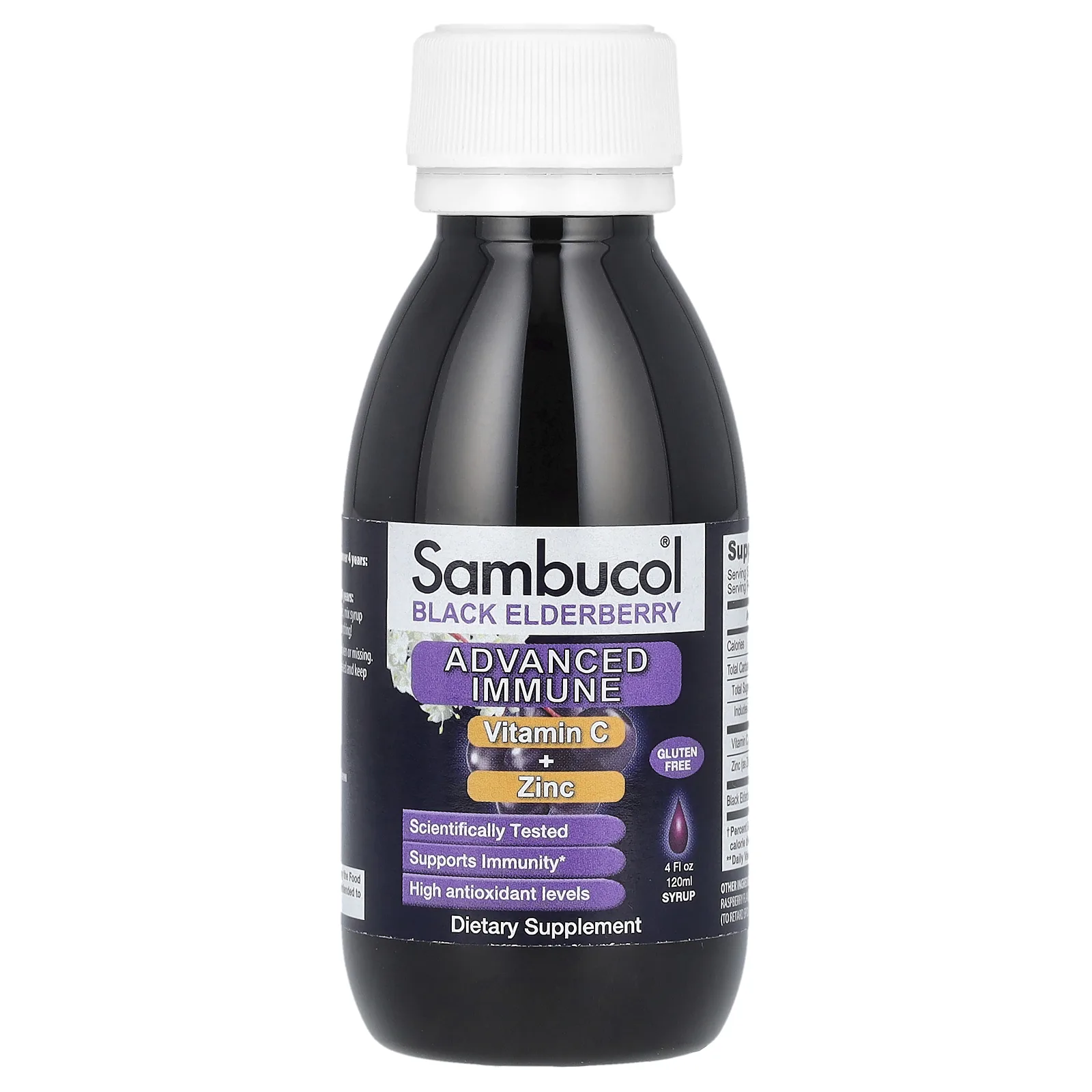 Sambucol, Сироп из черной бузины, усовершенствованная поддержка иммунитета, витамин C + цинк, натуральные ягоды, 120 мл (4 жидк. унции)