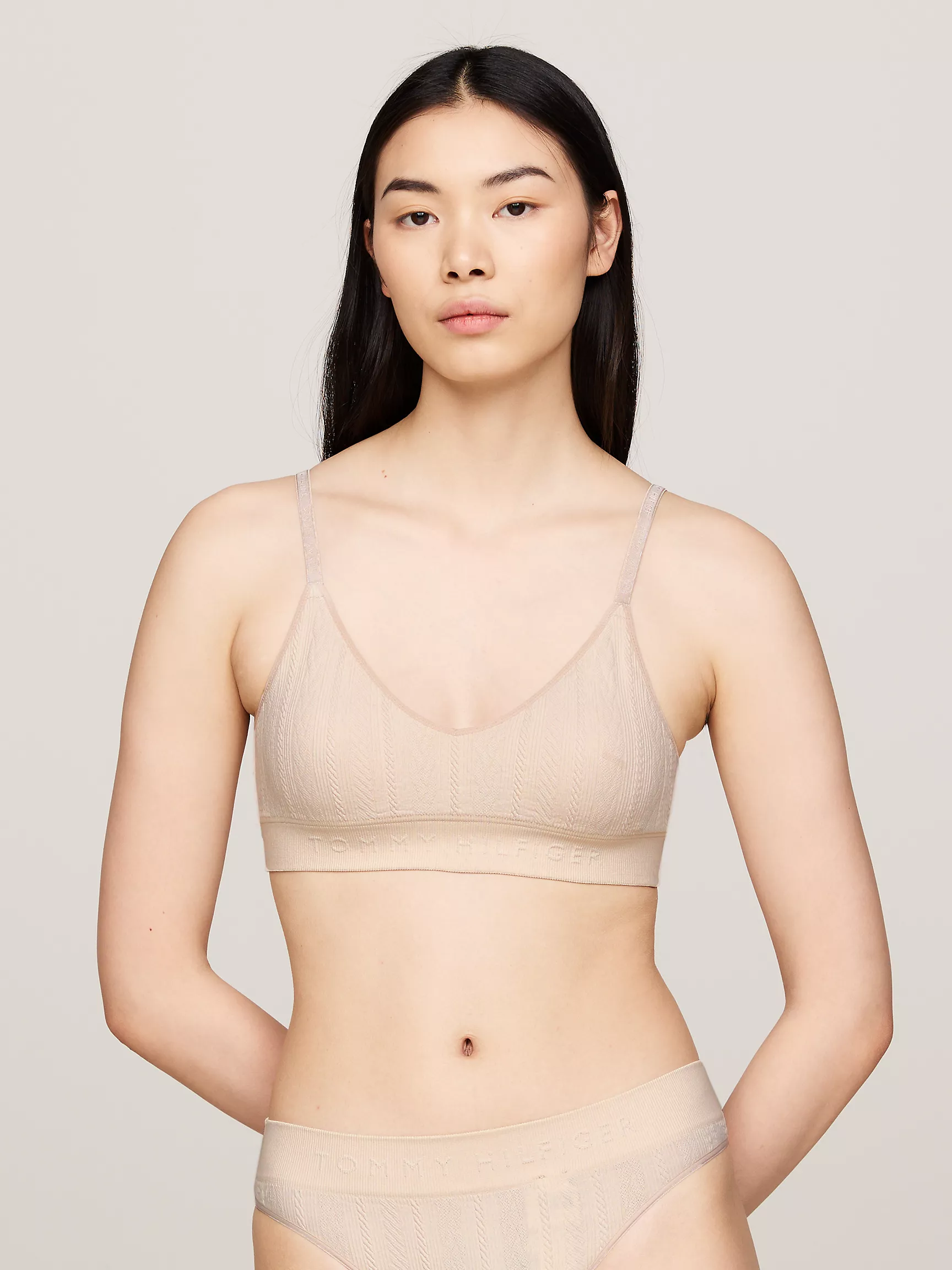 Женское нижнее белье Tommy Hilfiger, Вязаный треугольный бюстгальтер без подкладки с логотипом