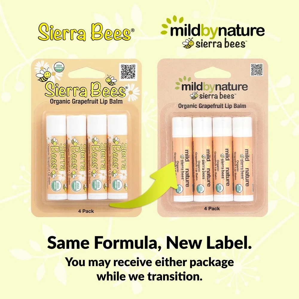 Mild By Nature, Sierra Bees™, органические бальзамы для губ, с ароматом грейпфрута, 4 шт. в упаковке, 4,25 г (0,15 унции)