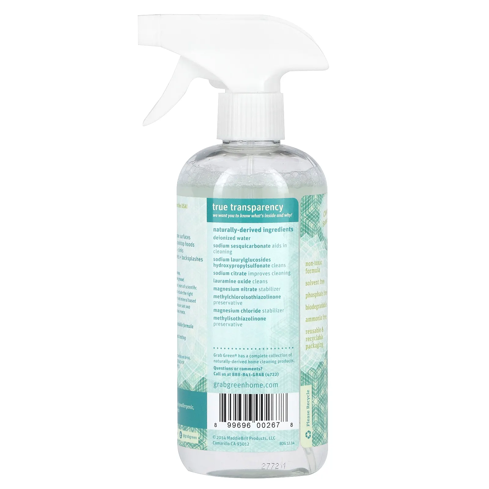 Grab Green, Kitchen Power Degreaser, обезжиривающее средство, без отдушек, 473 мл (16 унций)