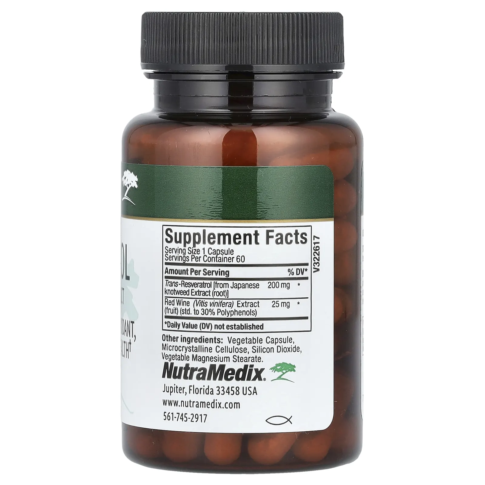 NutraMedix, Ресвератрол с экстрактом красного вина, 60 растительных капсул