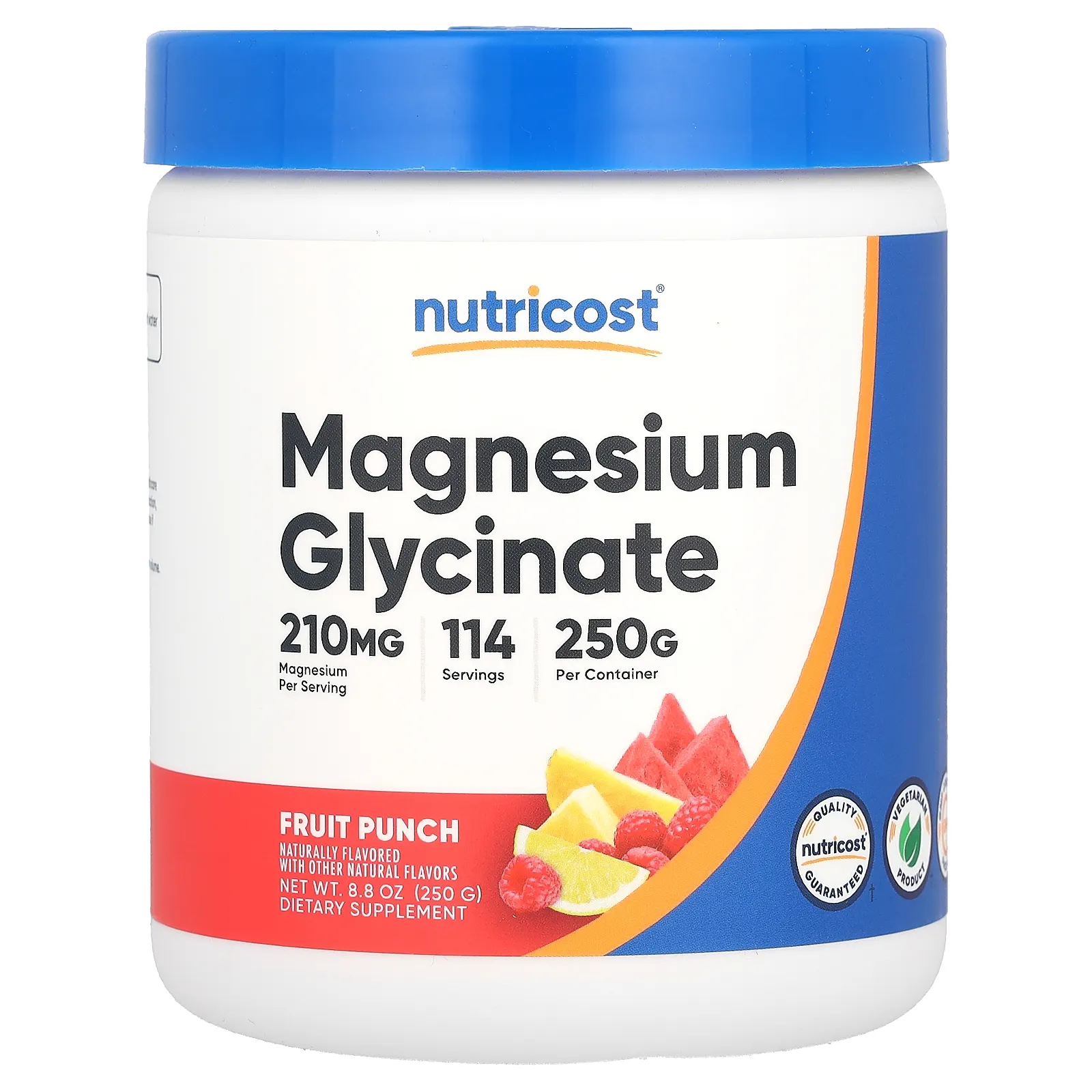 Nutricost, глицинат магния, со вкусом фруктового пунша, 250 г (8,8 унции)